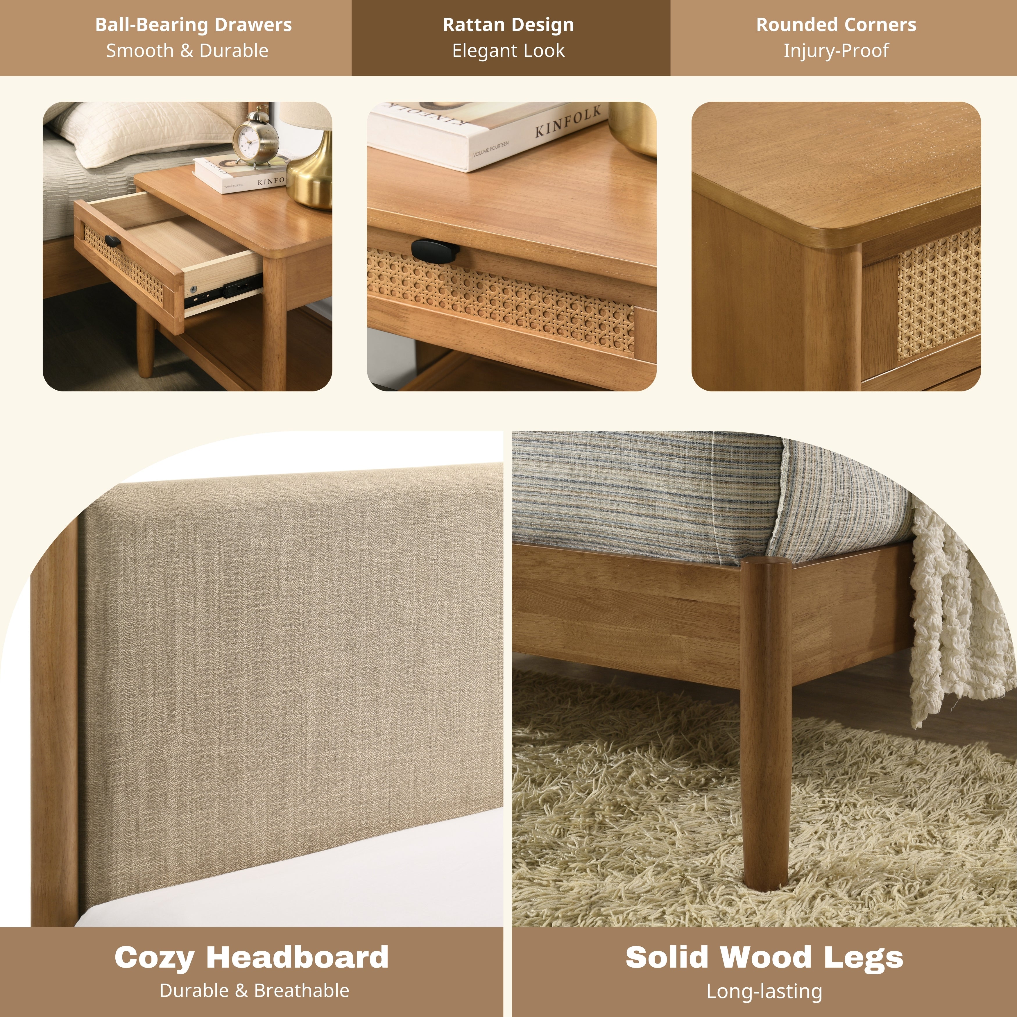 Vichy 6-Piece Rubberwood Queen Bedroom Set