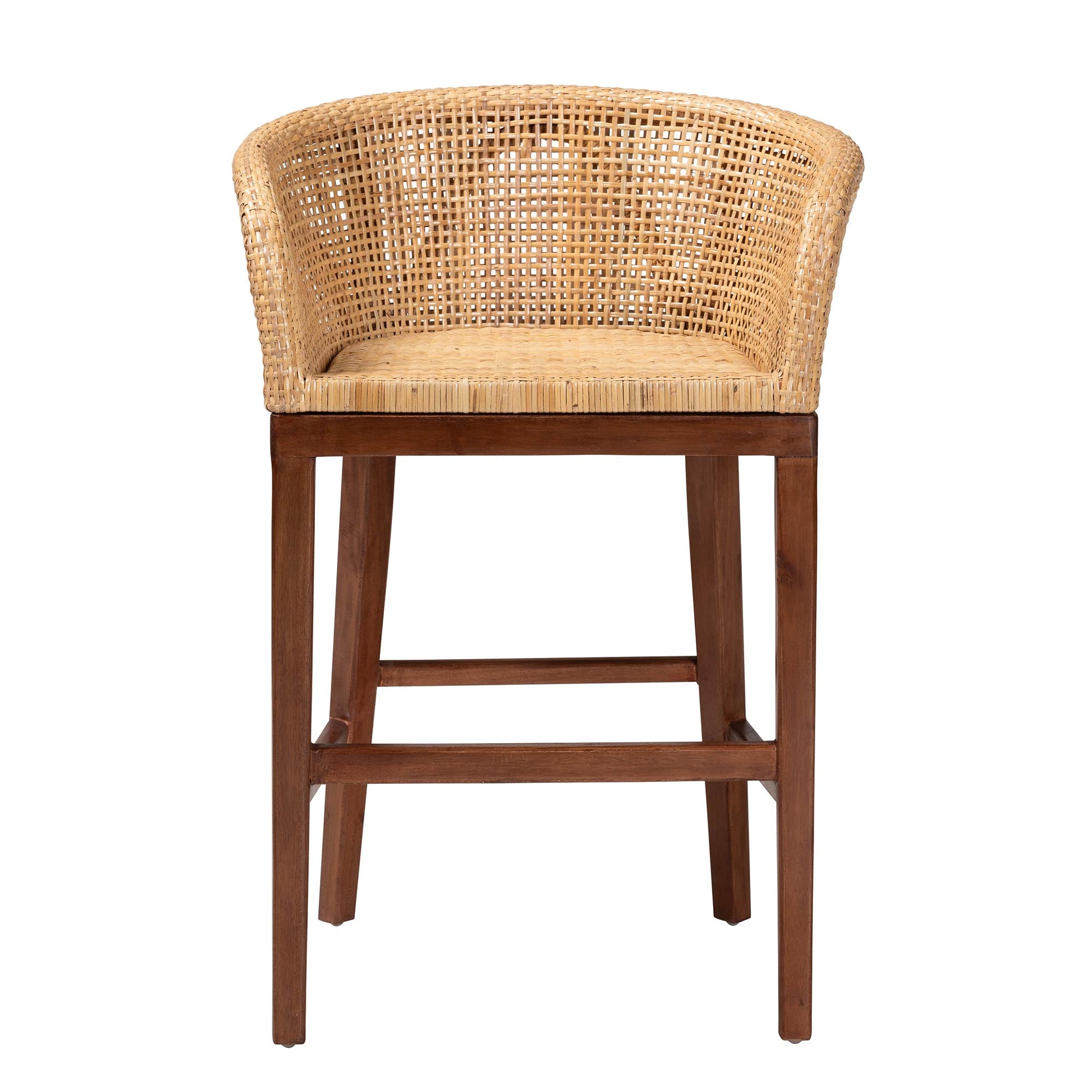Brittney Rattan and Acacia Wood Counter Stool