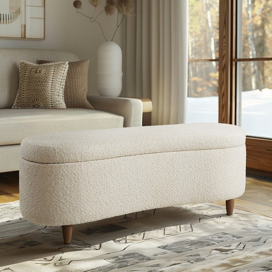 Gardenia Upholstered Flip Top Storage Bench with Solid Wood Legs