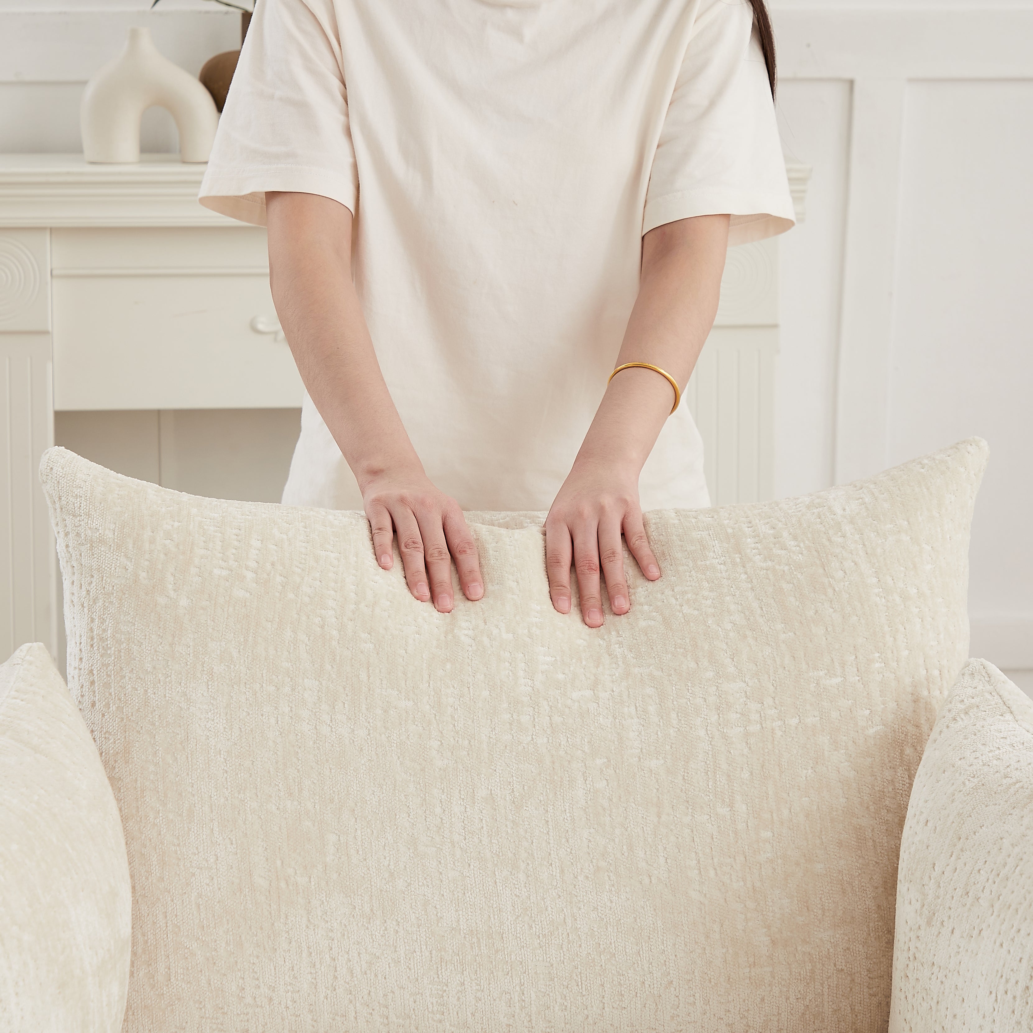 Oversized Chenille Swivel Lounge Chair