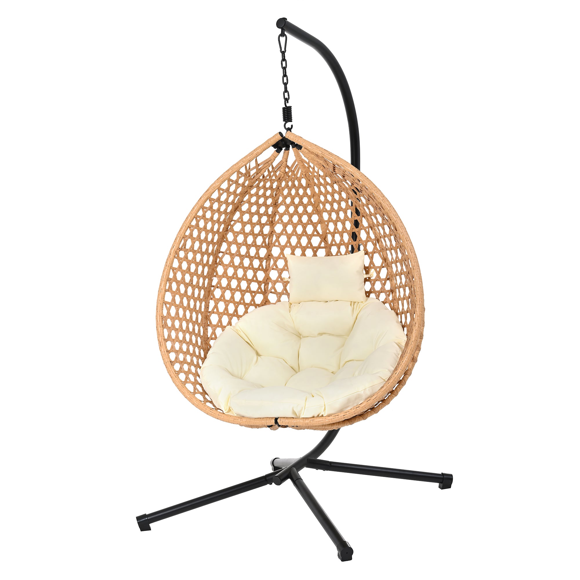 Hanging Swinging Egg Chair with Rattan Weaving, Base Included