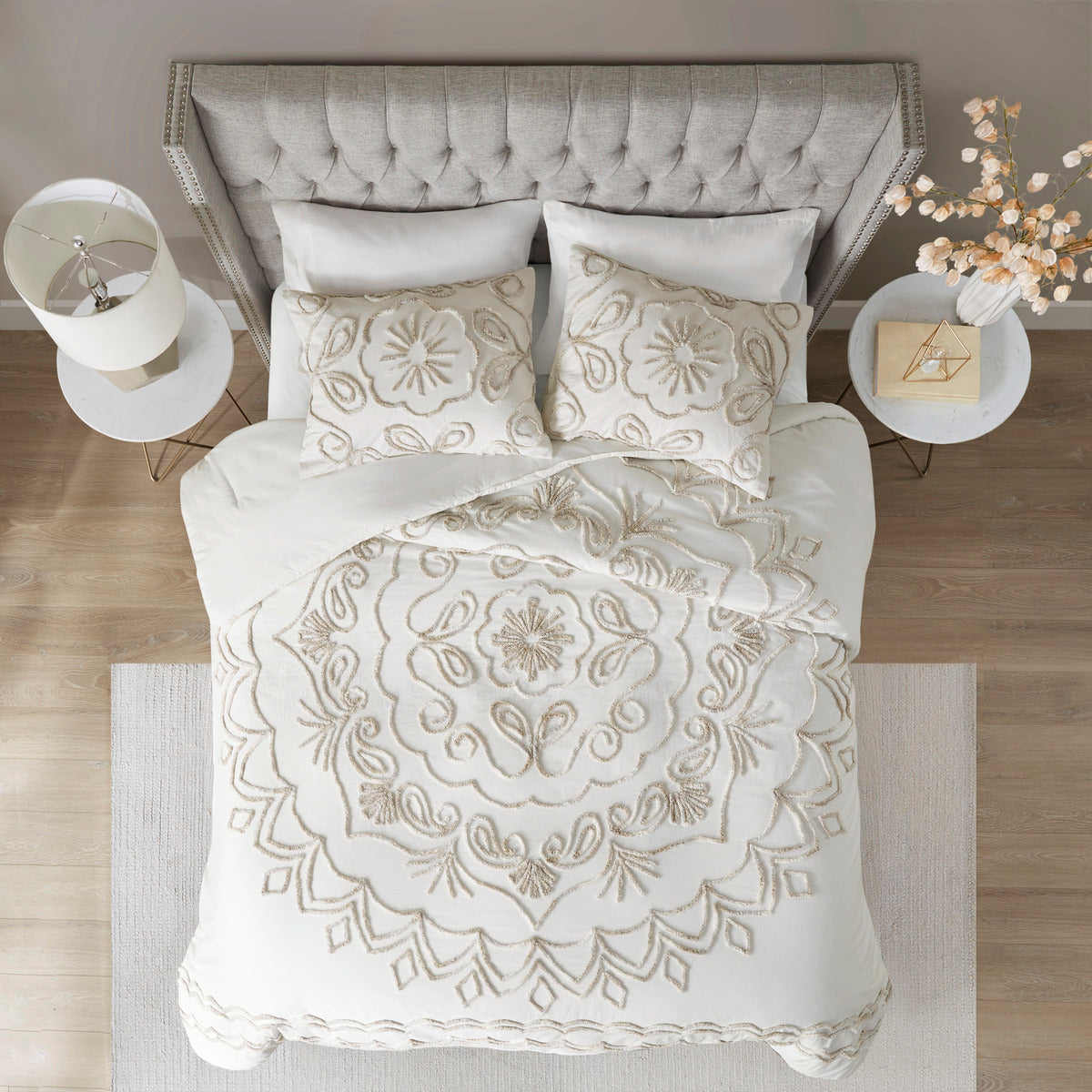 Violette 3-Piece Tufted Cotton Chenille Comforter Set