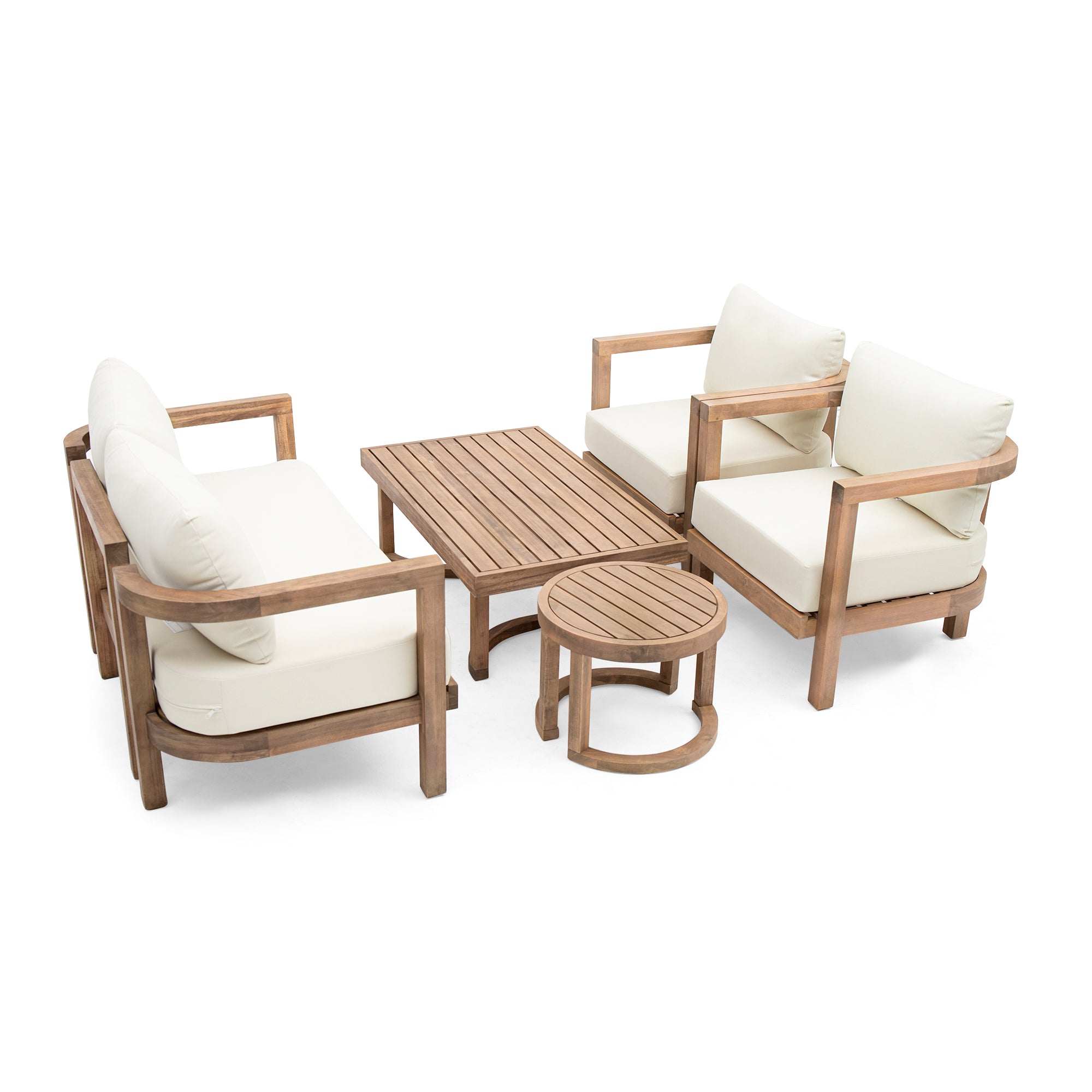Cosmicly 5-Piece Patio Set with 2 Tables and Acacia Wood Frame