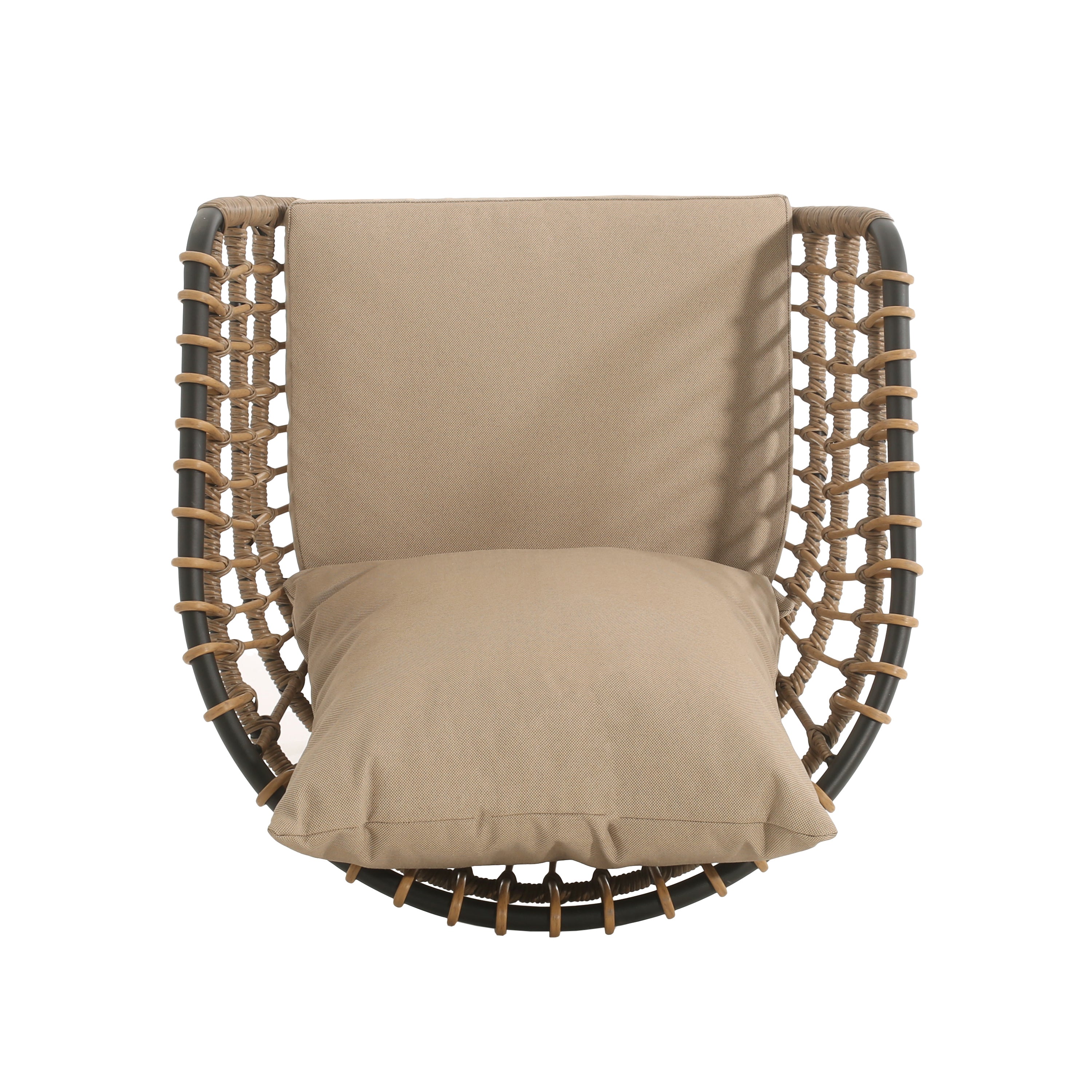 Outdoor PE Rattan Chair with Water-Resistant Cushions, Set of 2