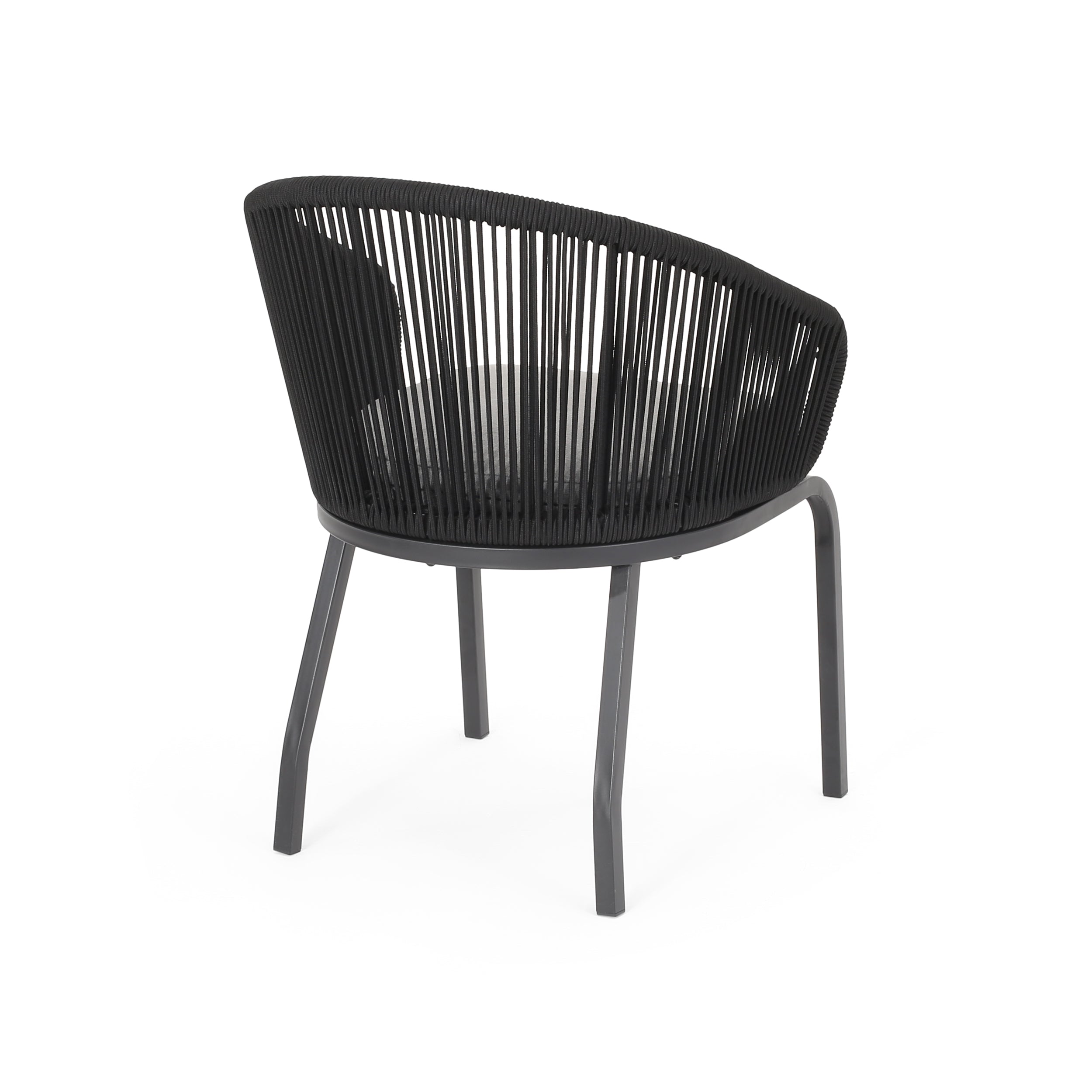 Outdoor Accent Chair with Rope Weave and Metal Frame, Set of 2