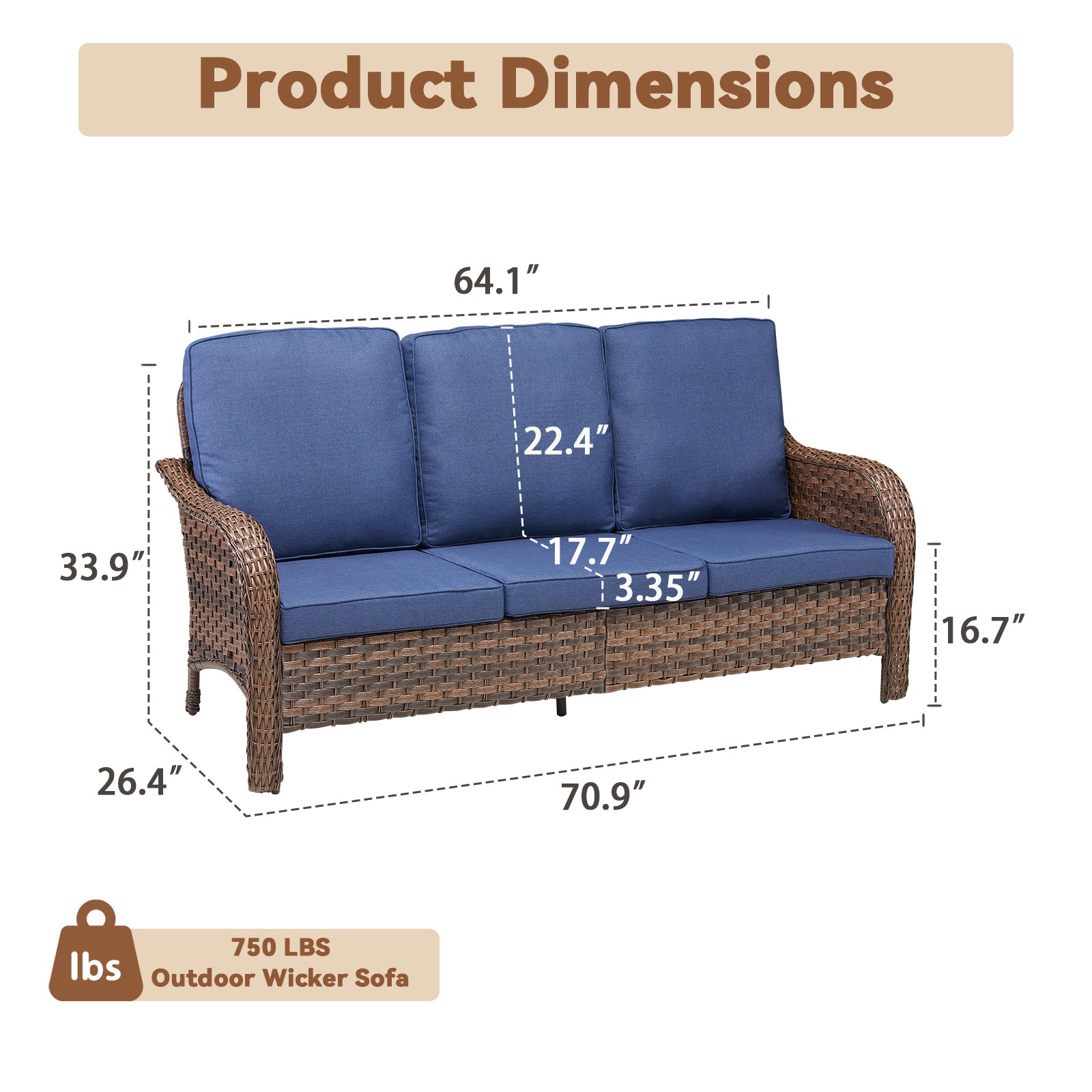 Marlowe Wicker Outdoor 3 Seat Sofa