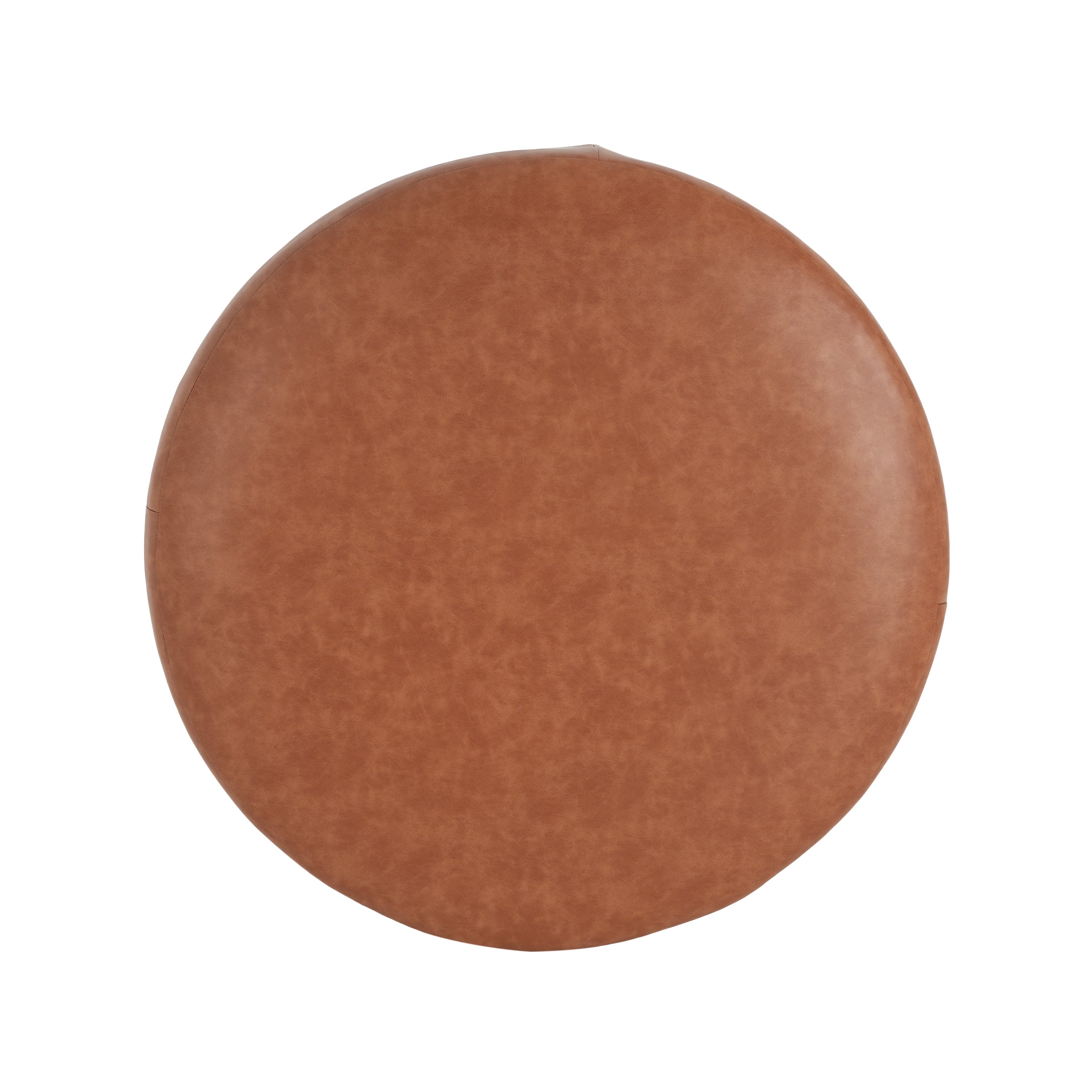 Upholstered Round Vegan Leather Ottoman
