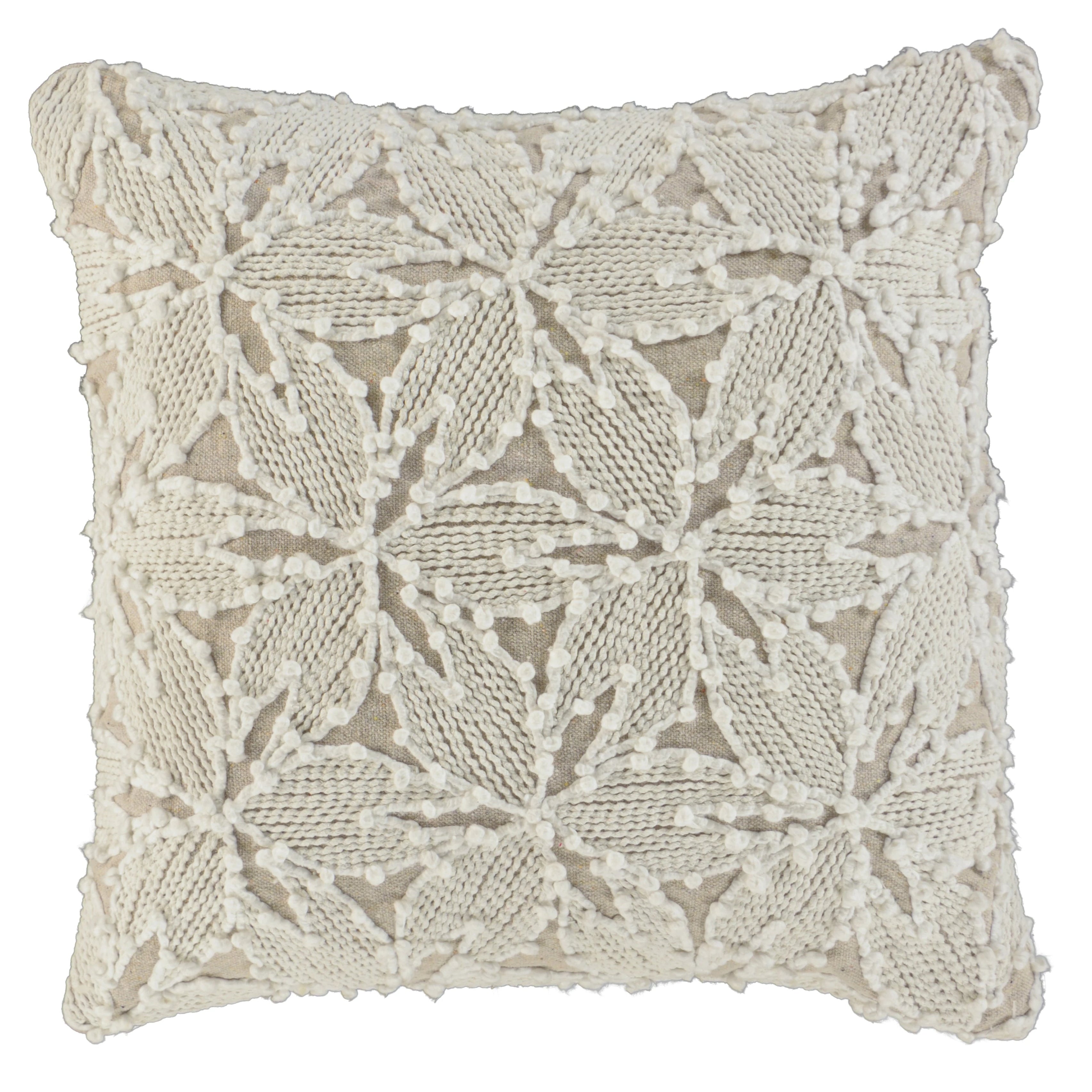 Embroidered Botanical Cotton Decorative Throw Pillow