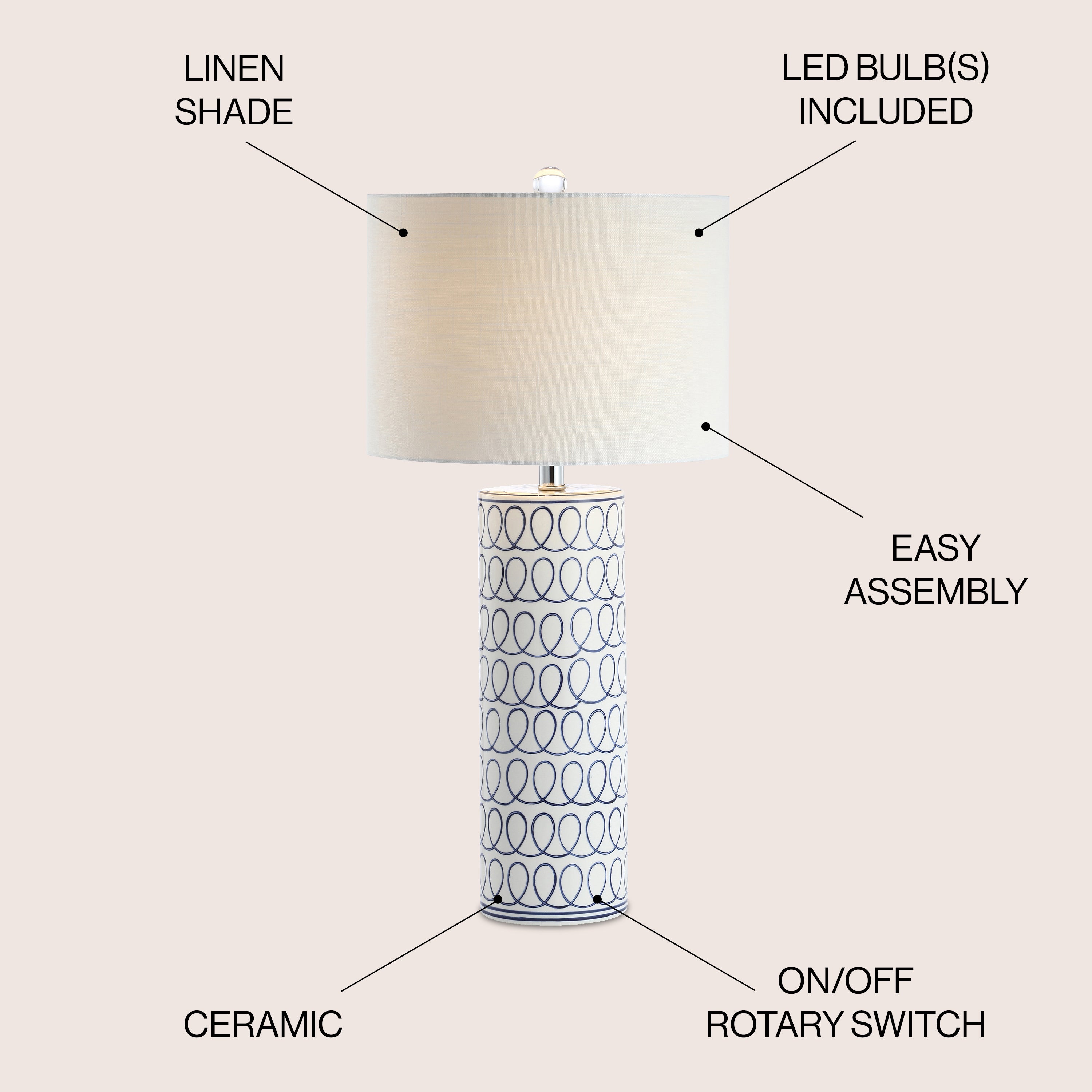 Loop Ceramic Modern Column LED Table Lamp