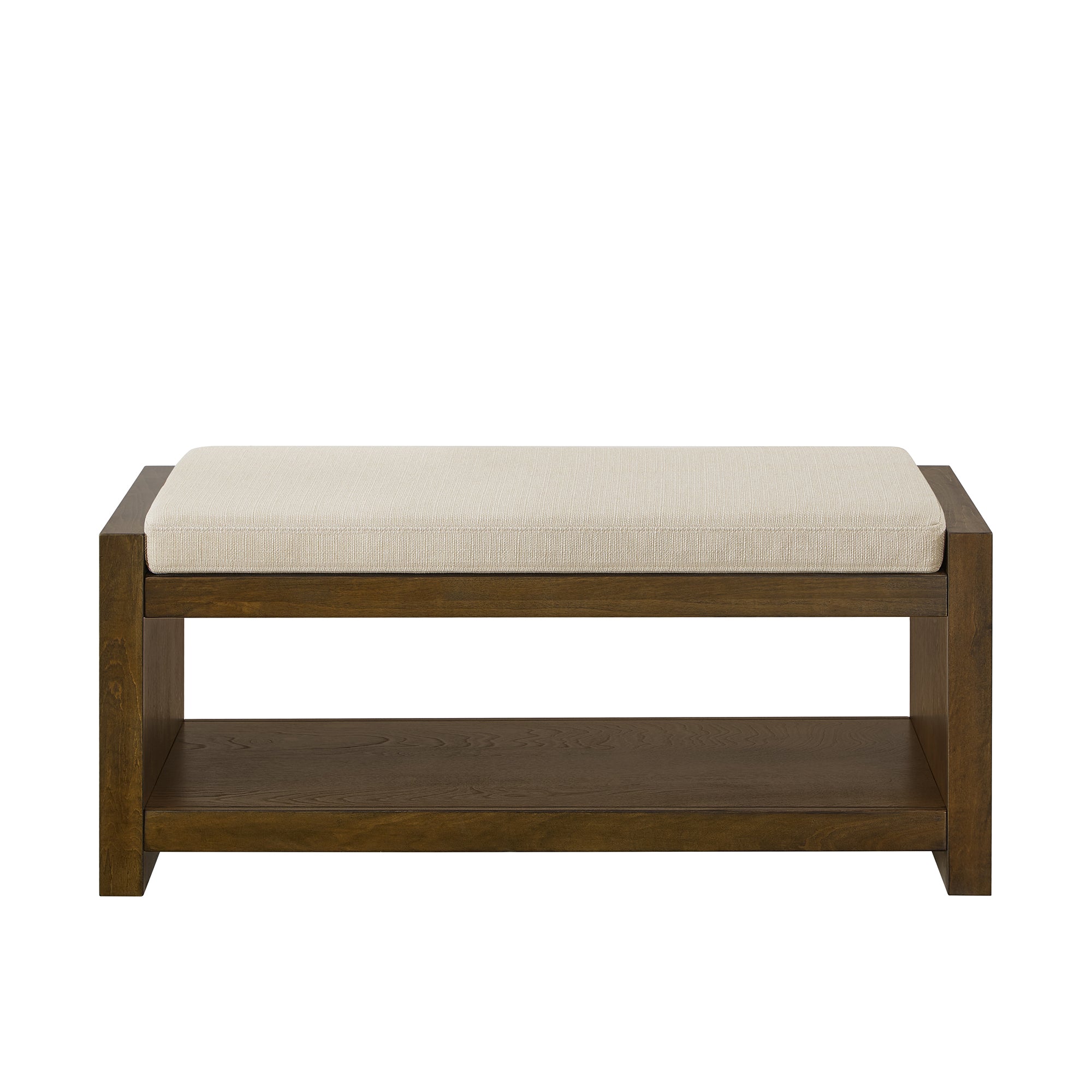 Accent Bench with Lower Shelf Shoe Rack and Padded Seating