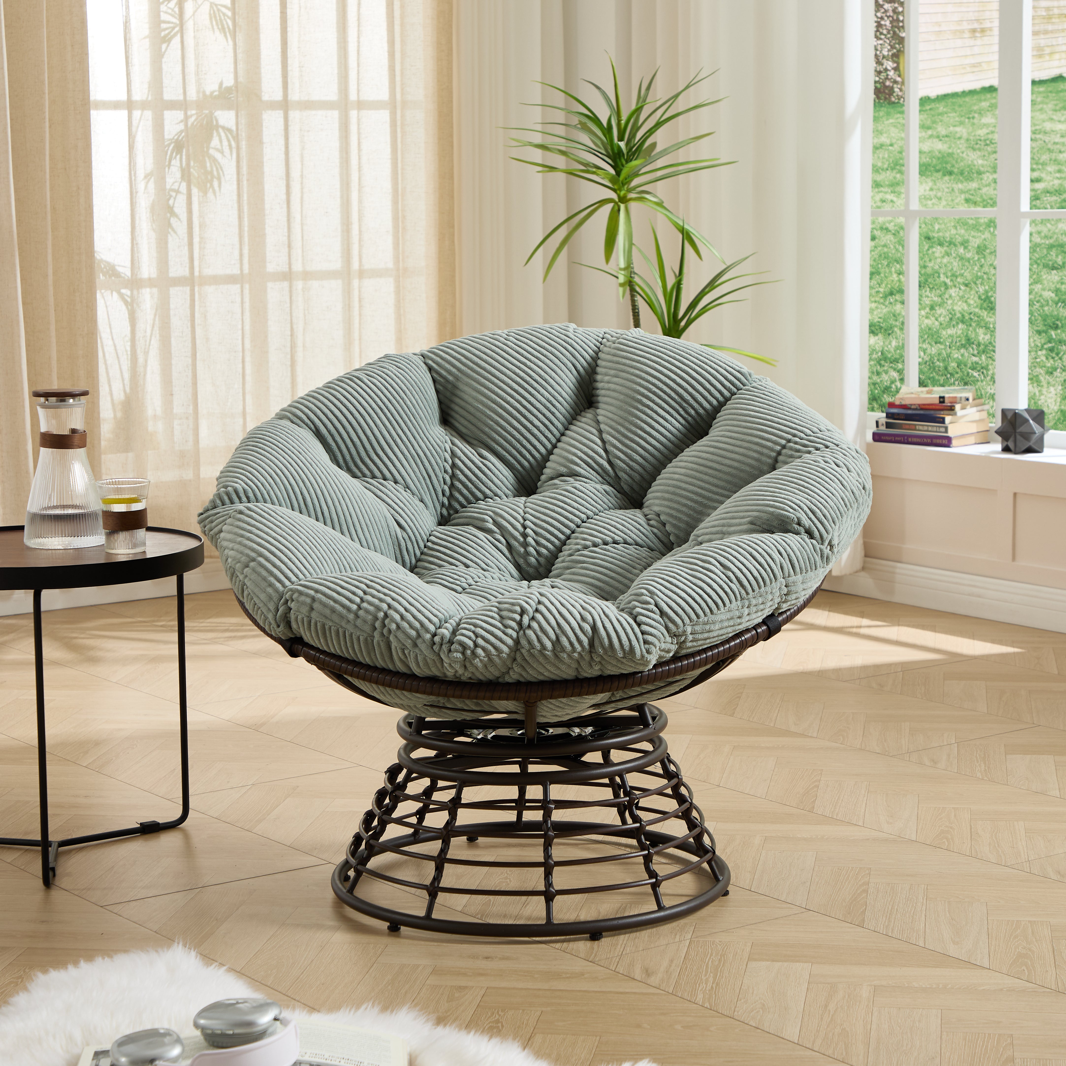 The Original Papasan™ 360° Swivel Indoor Outdoor Wicker Papasan Chair with Soft Thick Cushion