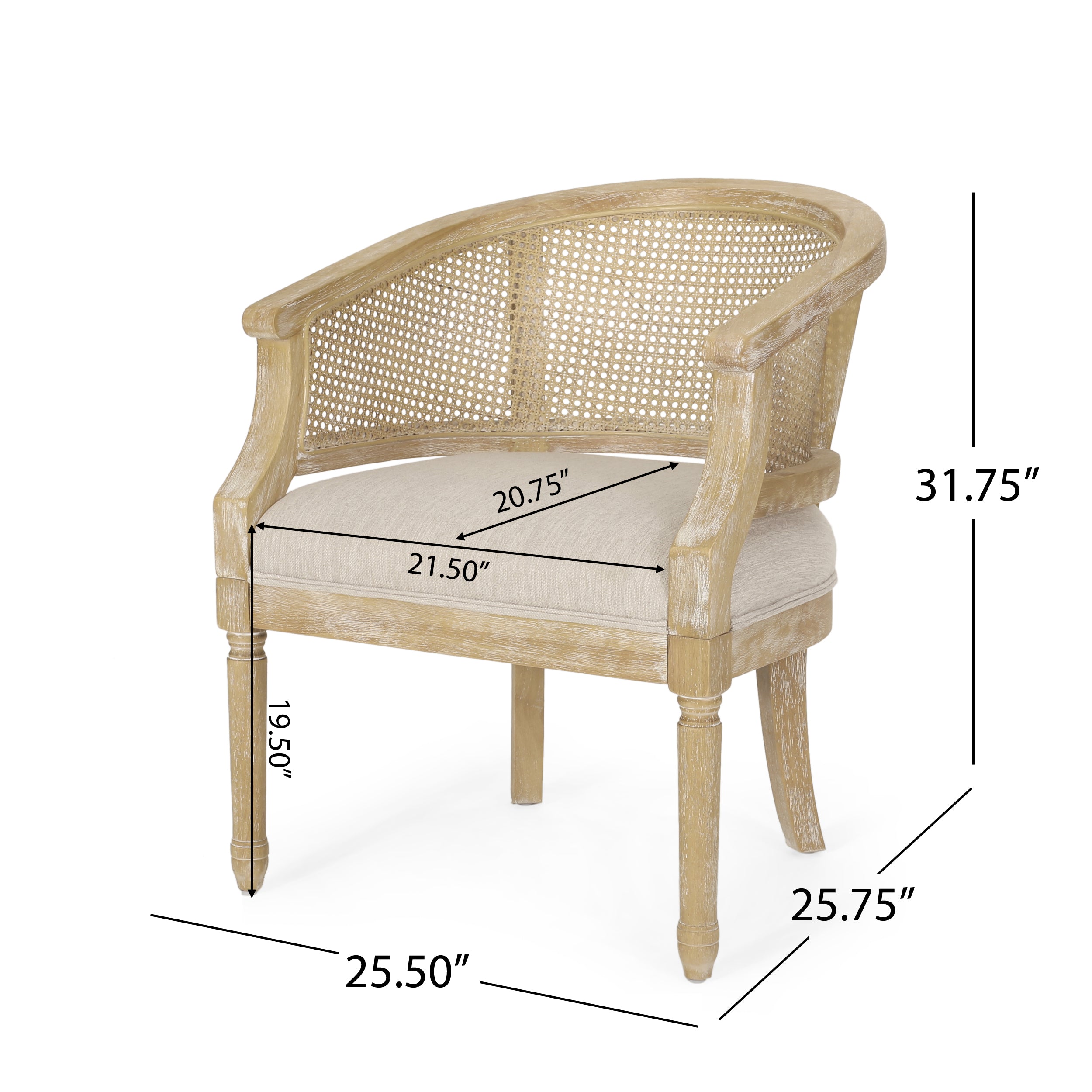 Accent Chair with Curved Back and Recessed Arms