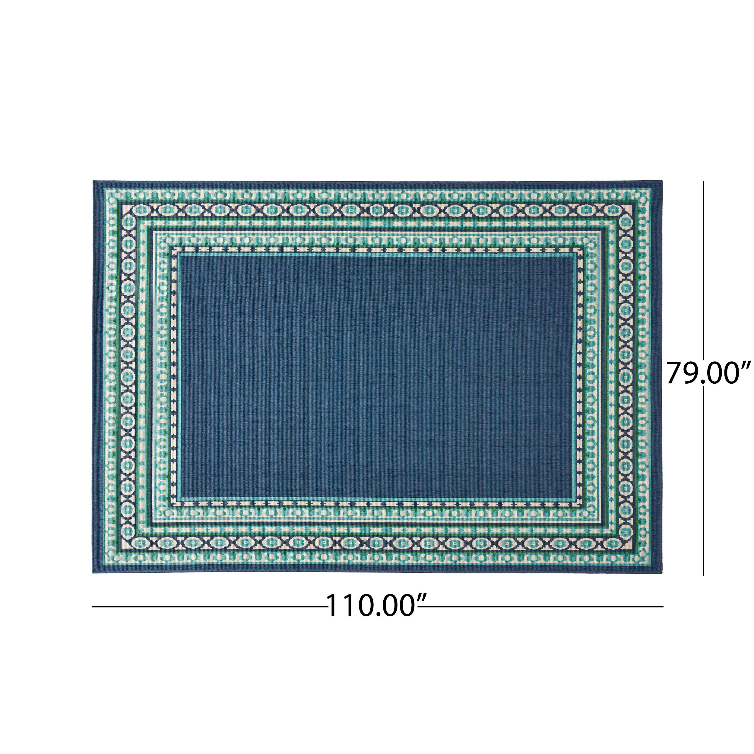 110"x79" Outdoor Rug with Rectangle Shape and Geometric Border Design
