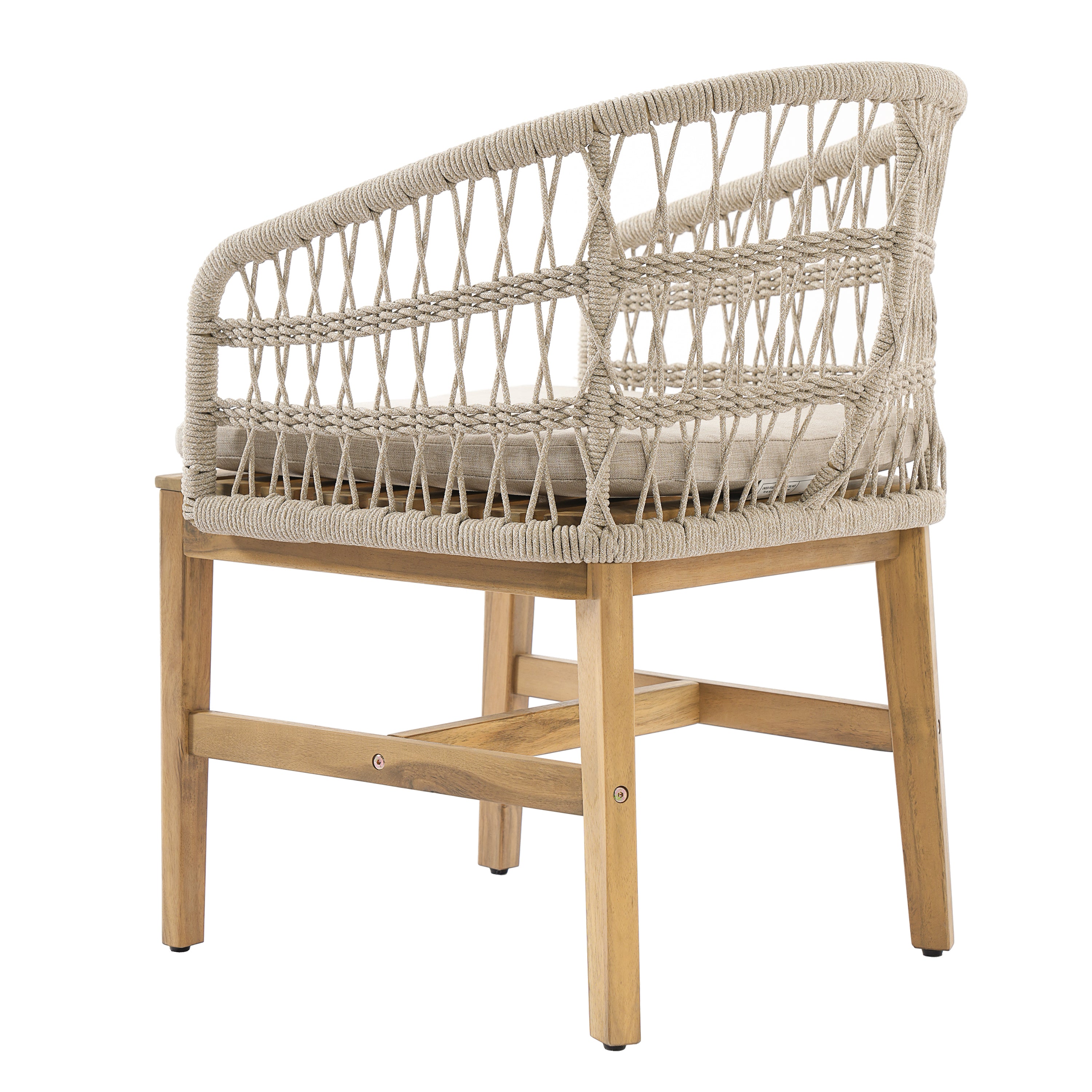Laguna Outdoor Wood and Rope Dining Chair, Set of 2