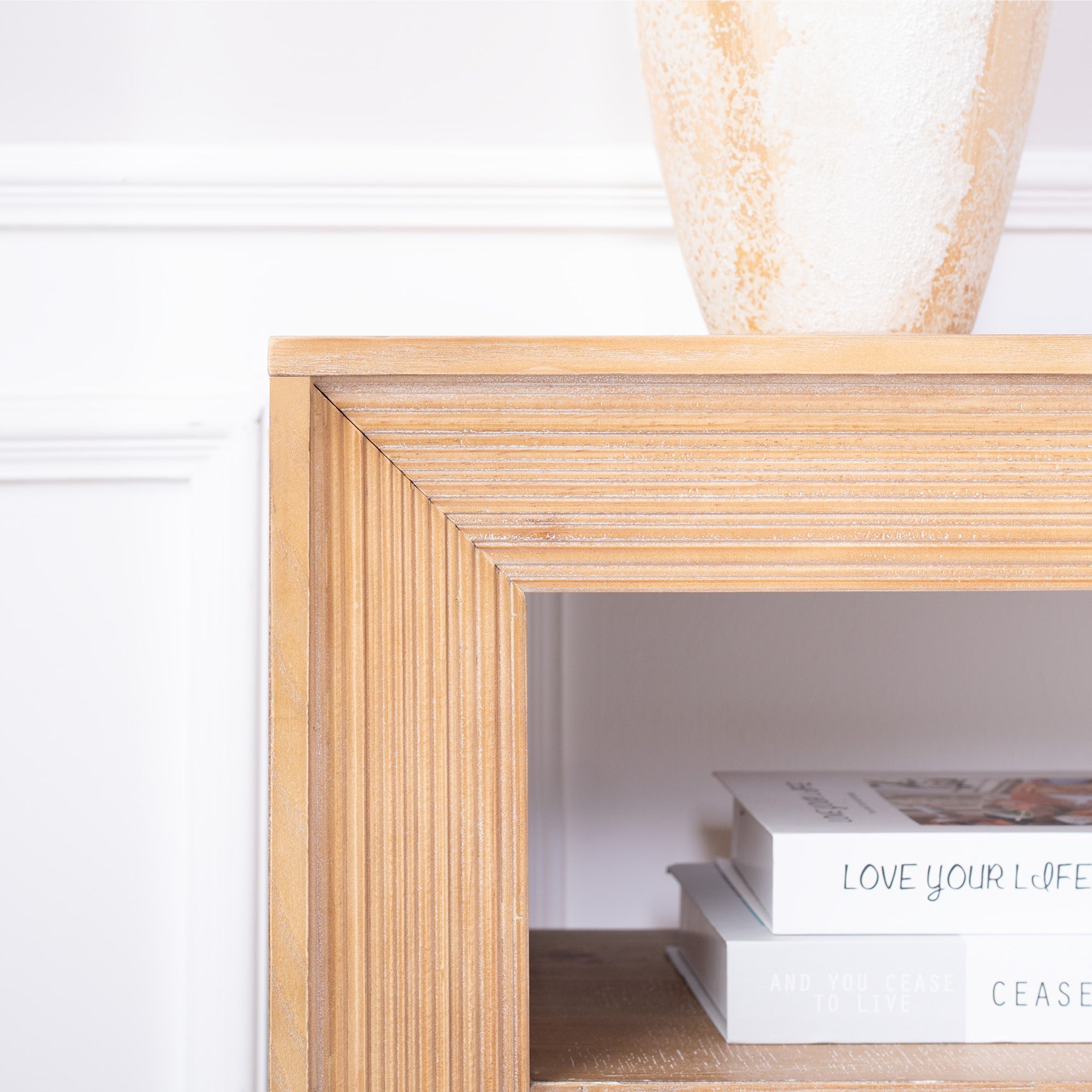Rustic Solid Wood Console Table with Storage Shelf