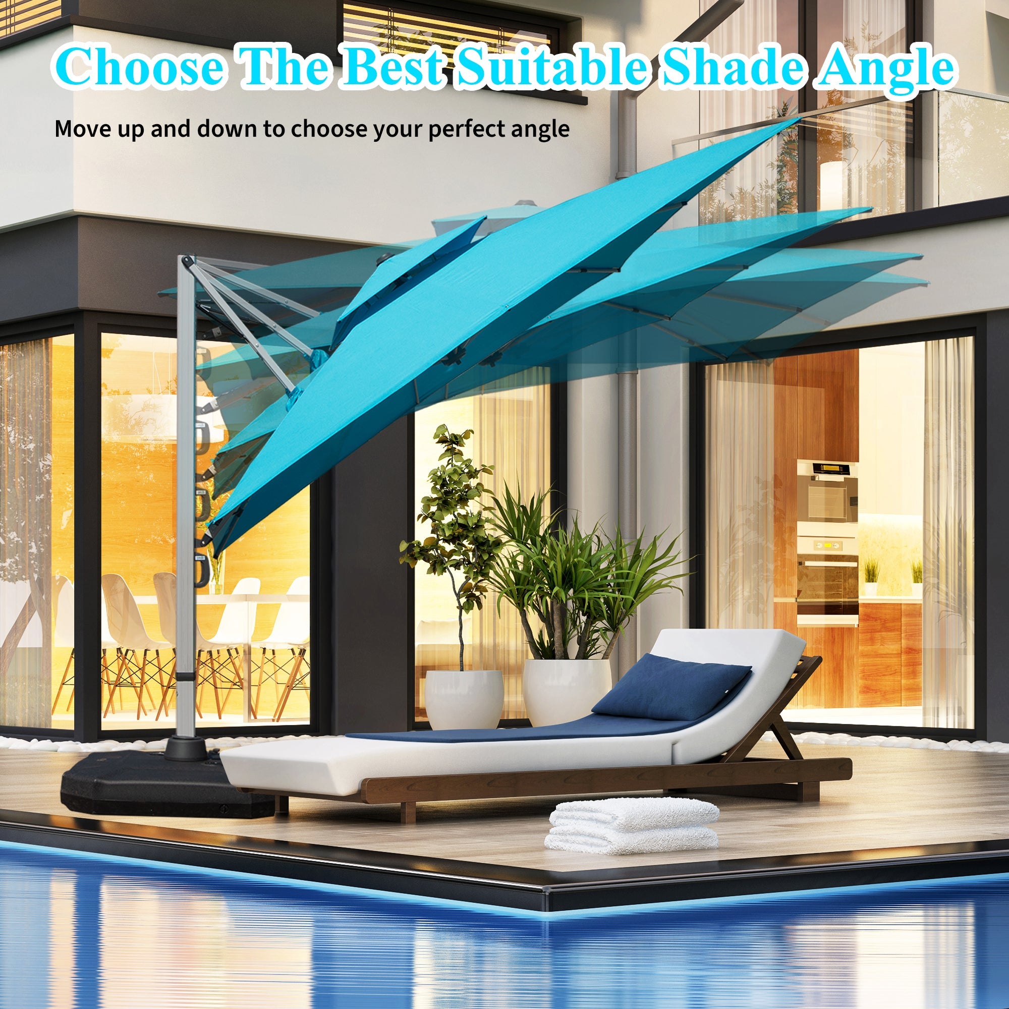 9' Aluminum Cantilever Tilt Patio Umbrella with Center Pole, Base Not Included