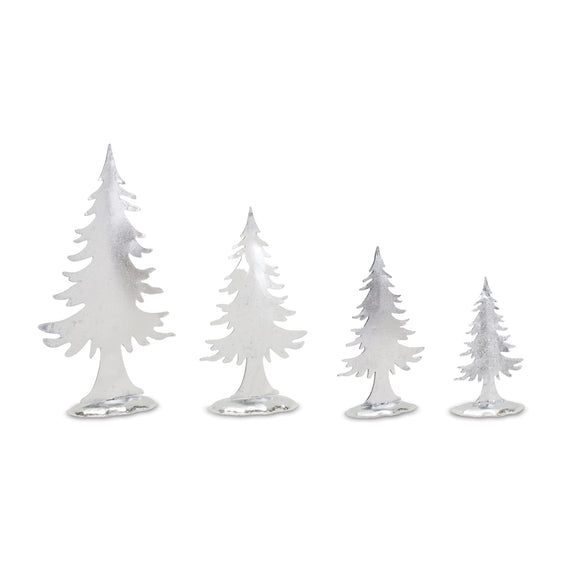 Metal Pine Tree Decor (set of 8) - Silver