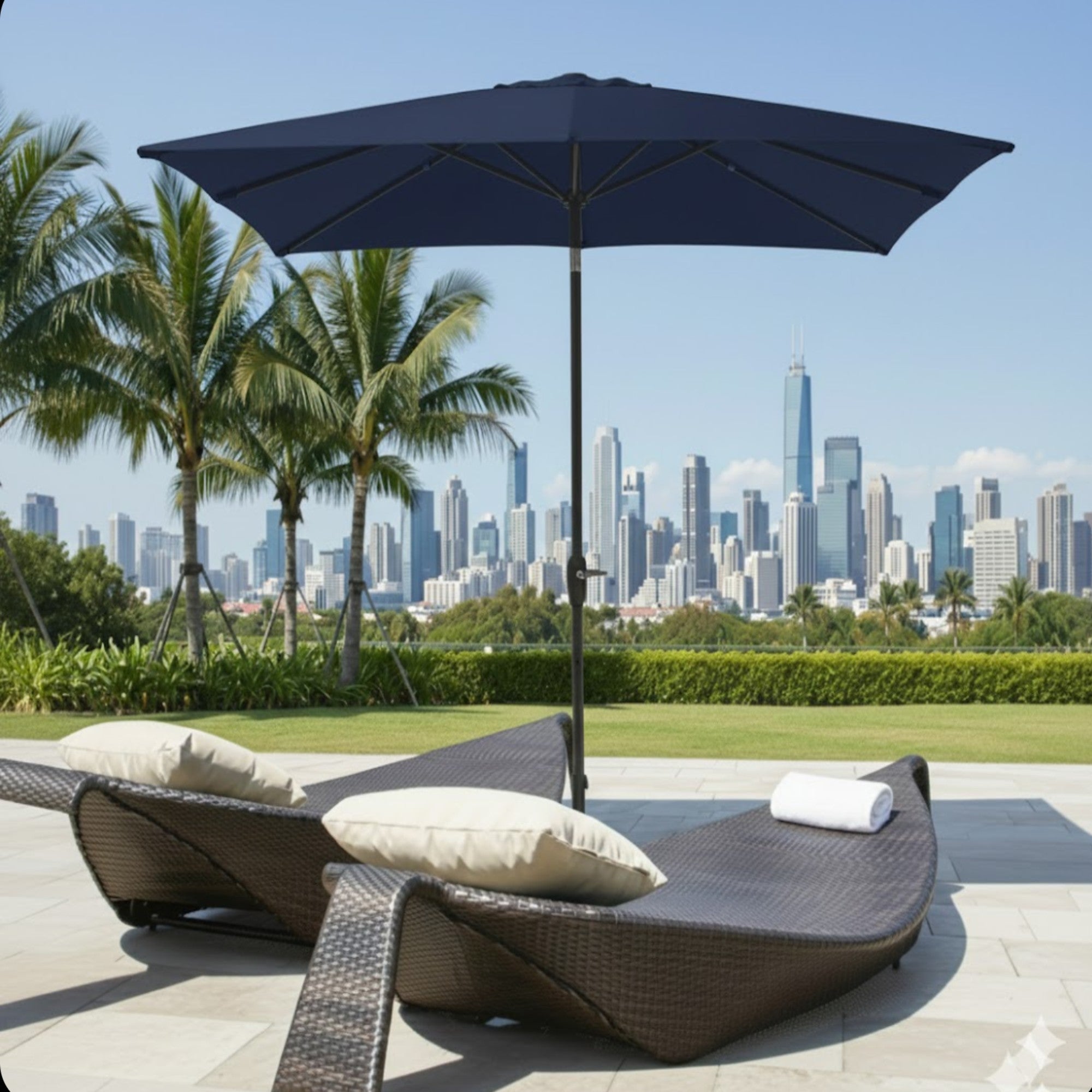 6.5 x 10 ft Rectangular Patio Umbrella with Crank, Base Not Included