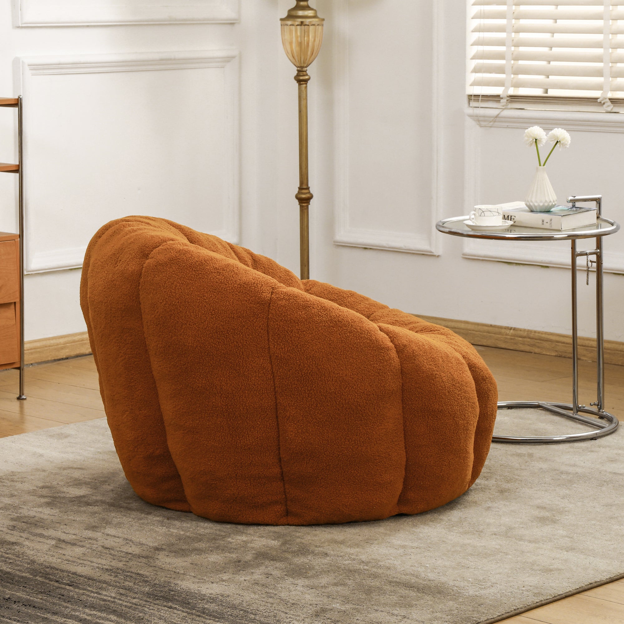 Plush Faux Fur Bean Bag Chair with Armrests