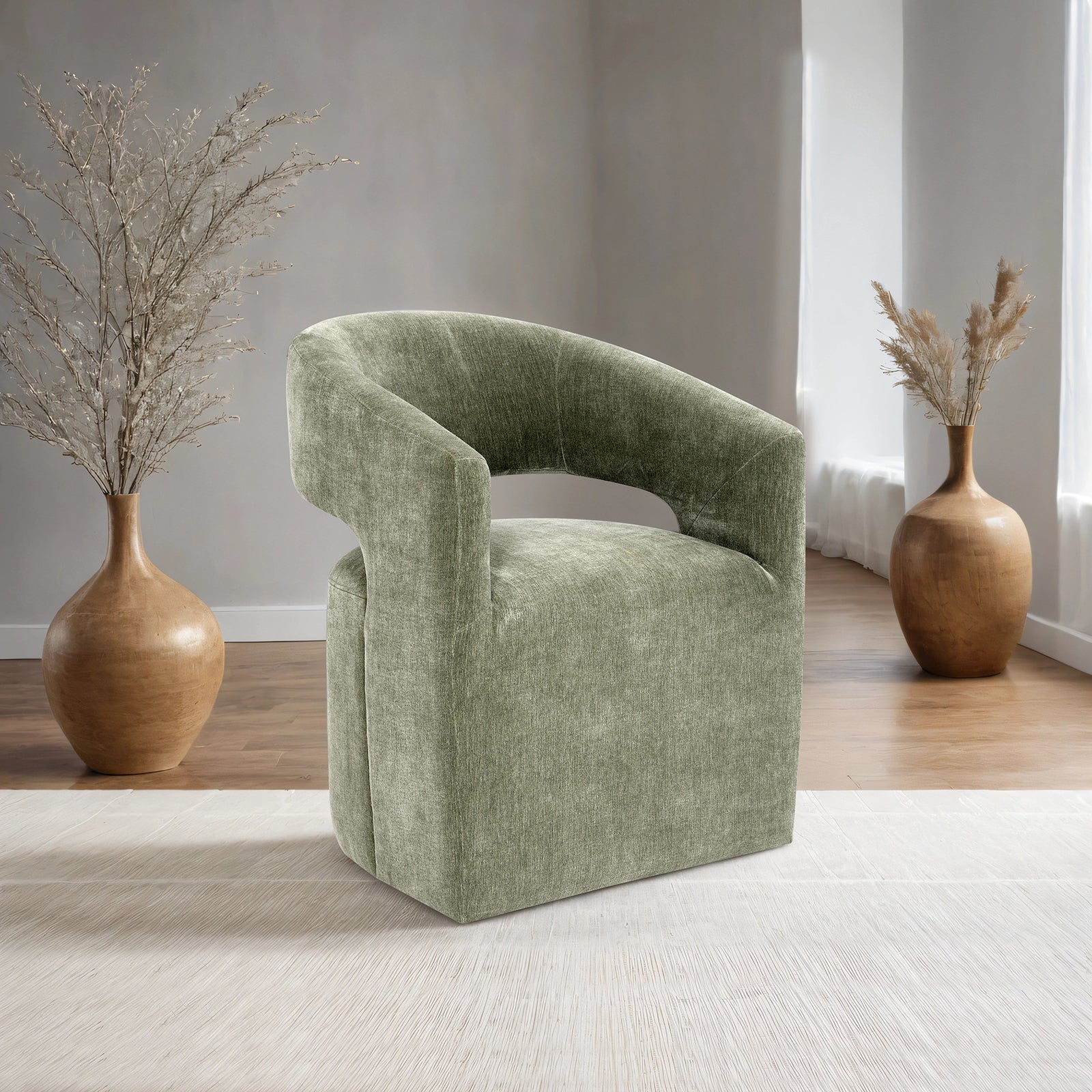 Open Back Upholstered Arm Accent Chair