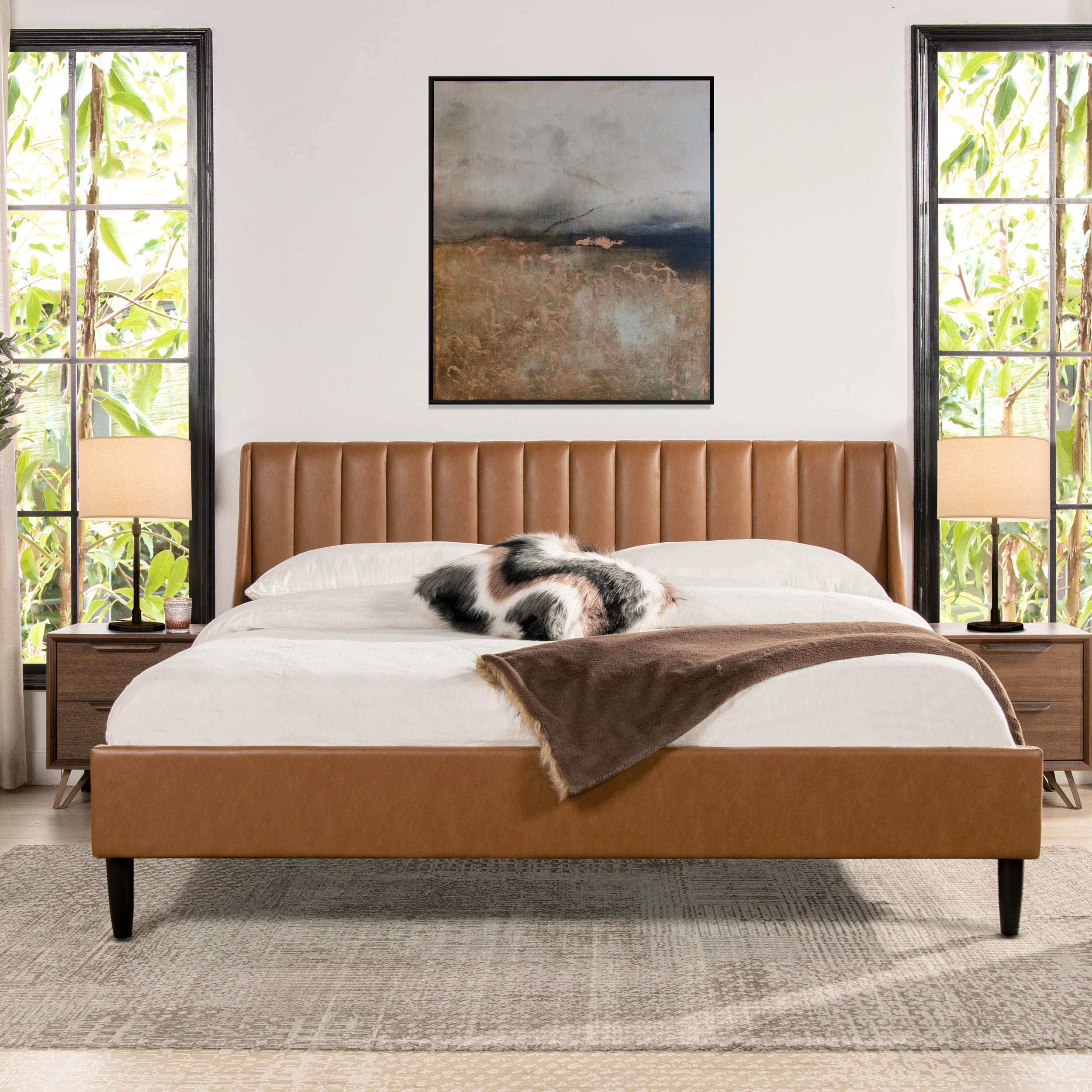 Asphodel Upholstered Platform Bed with Channel Tufted Headboard