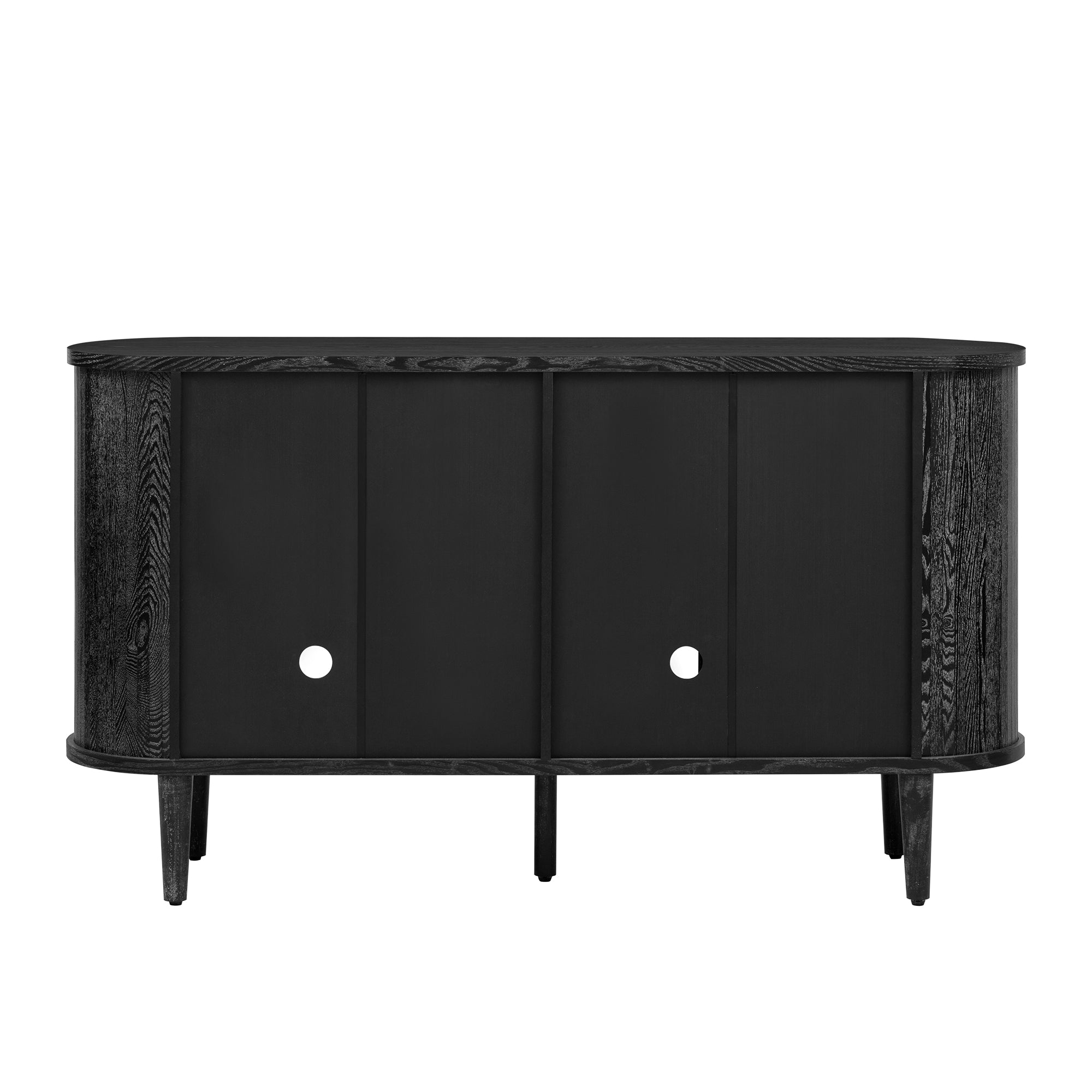 Wood Buffet Cabinet with Glass Doors and Adjustable Shelves