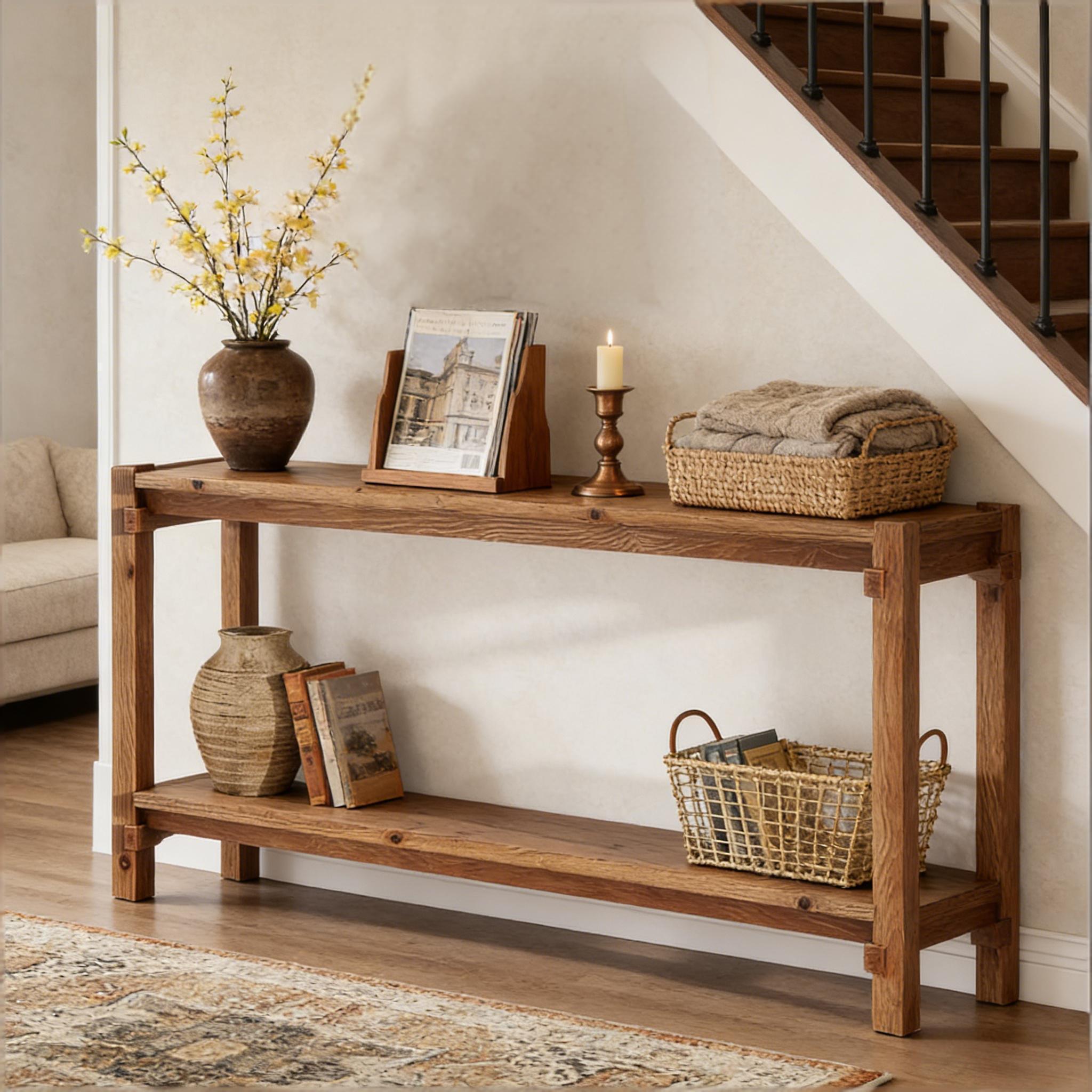 Boone 2-Tier Rustic Wood Entryway Console Table