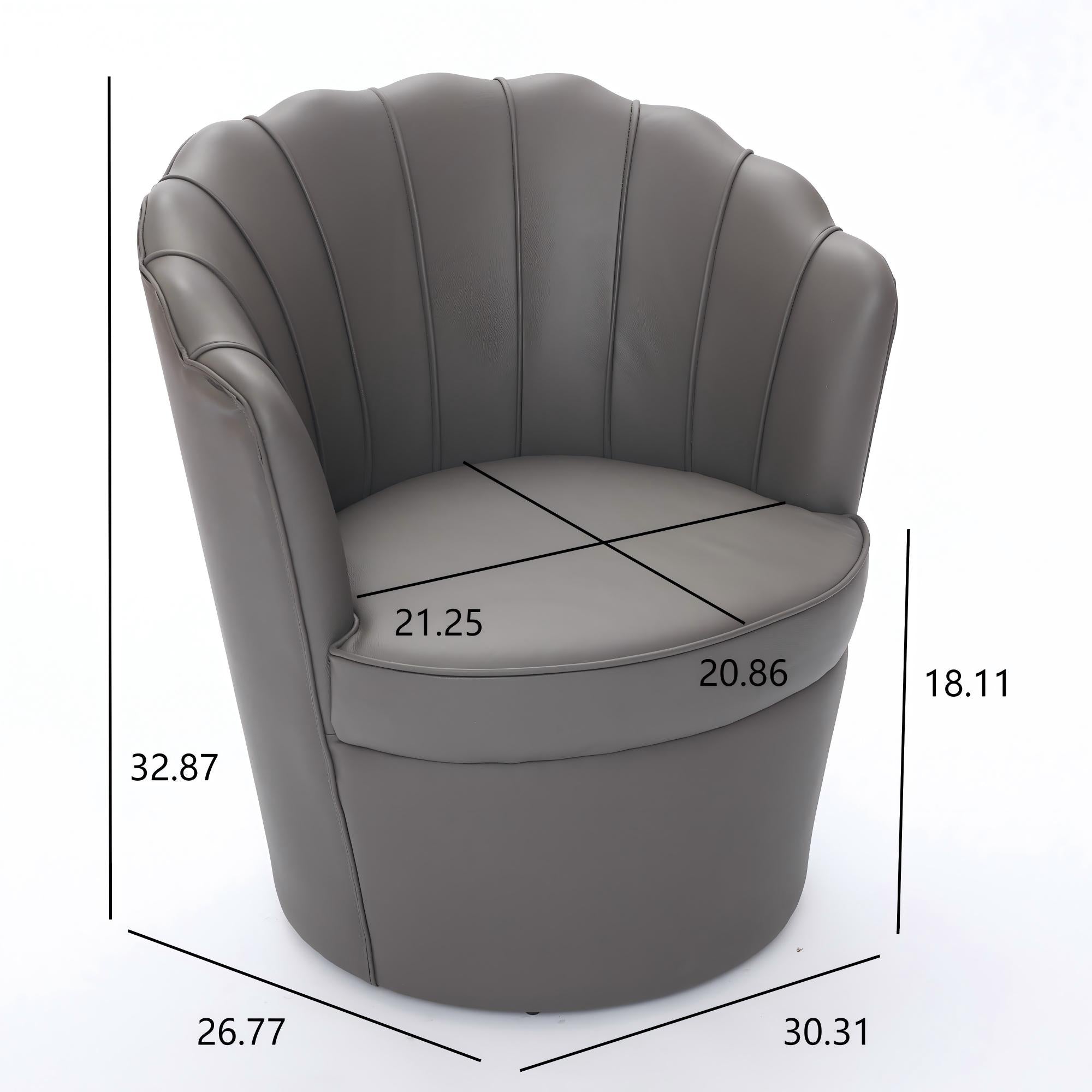 Genuine Top-Grain Leather Swivel Wing-Back Accent Chair