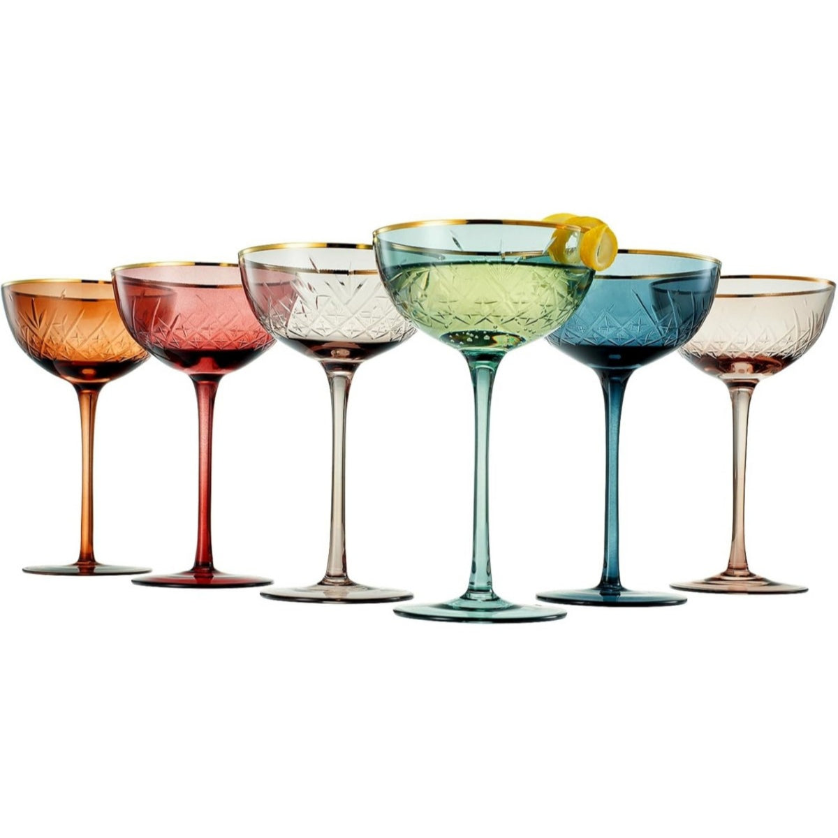 Muted Vintage Art Deco Coupes Set of 6
