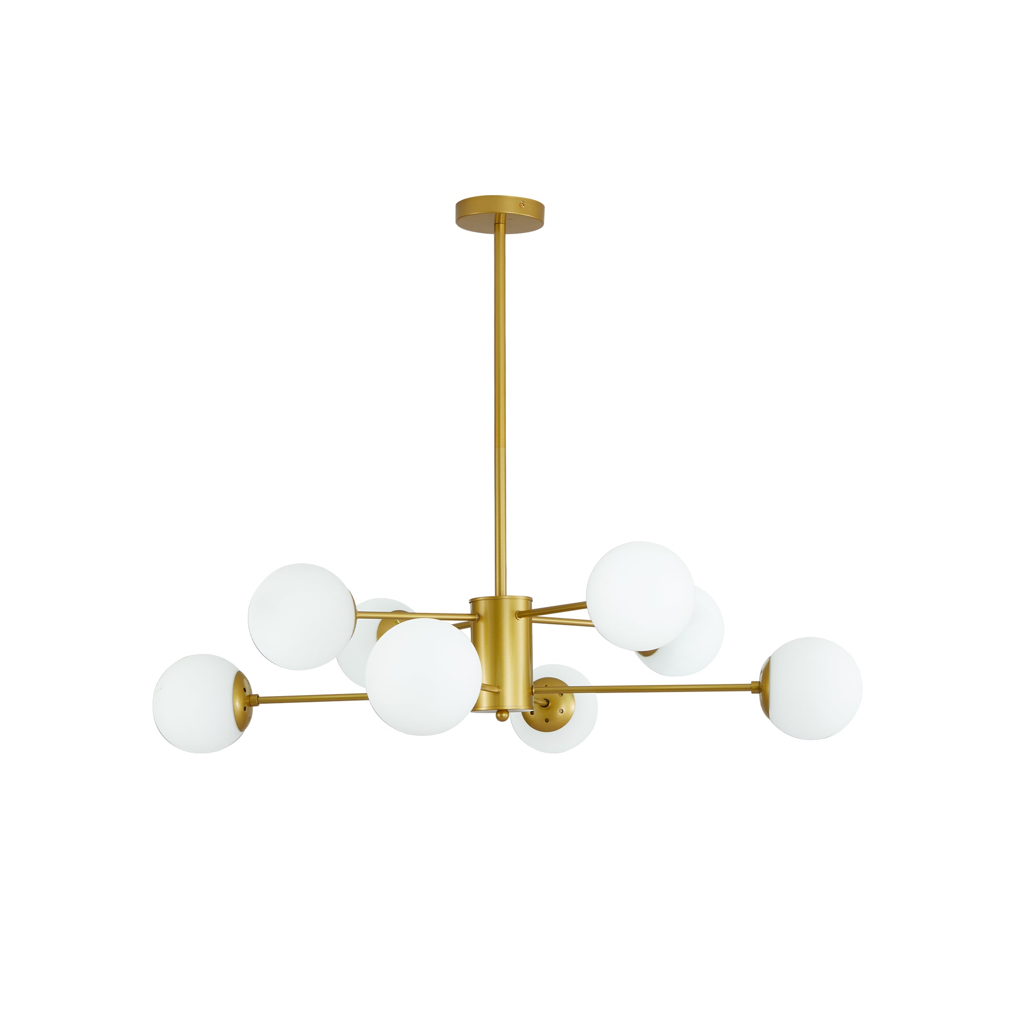 35" 8-Light Chandelier with White Glass Globe Shades
