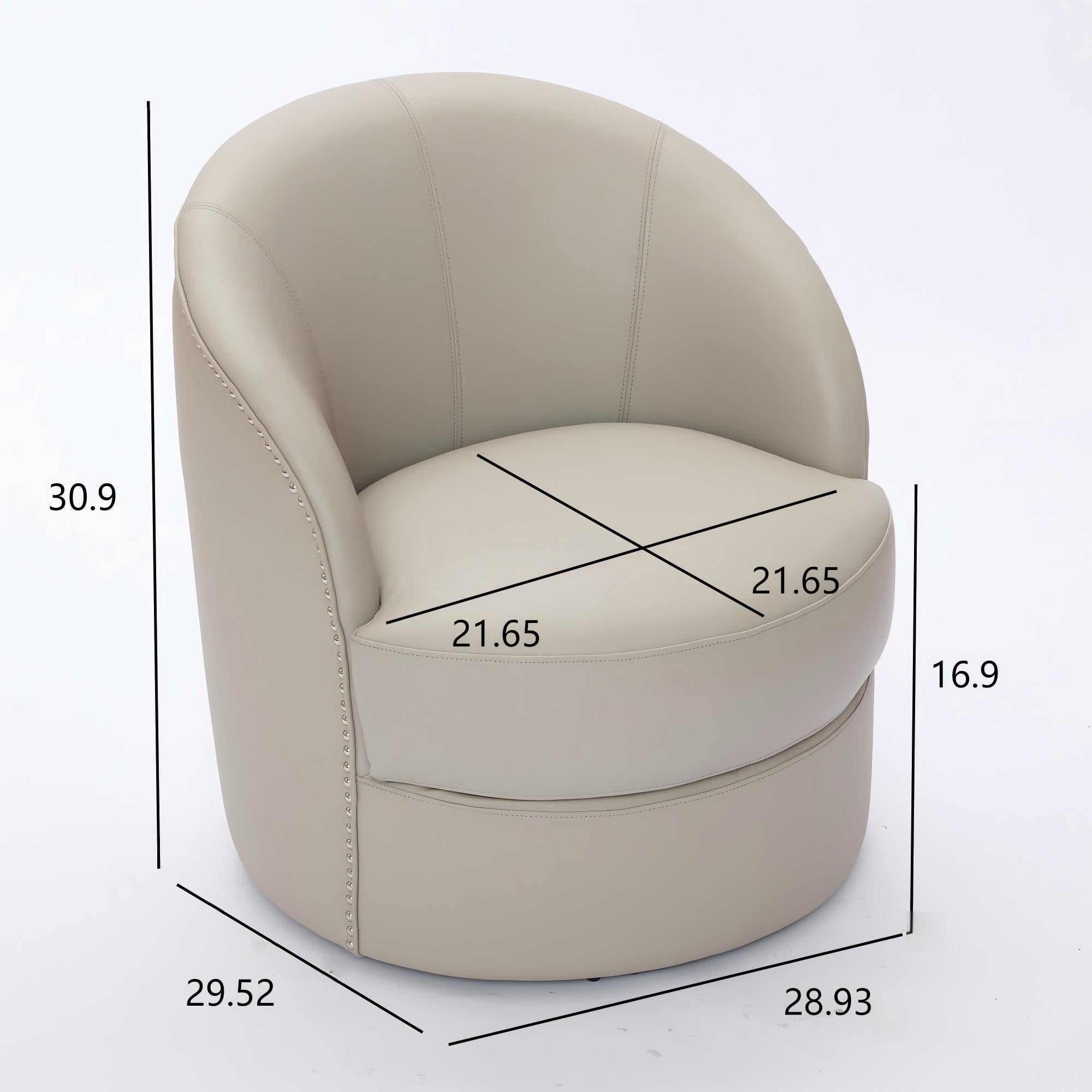 Top-Grain Leather Swivel Accent Chair