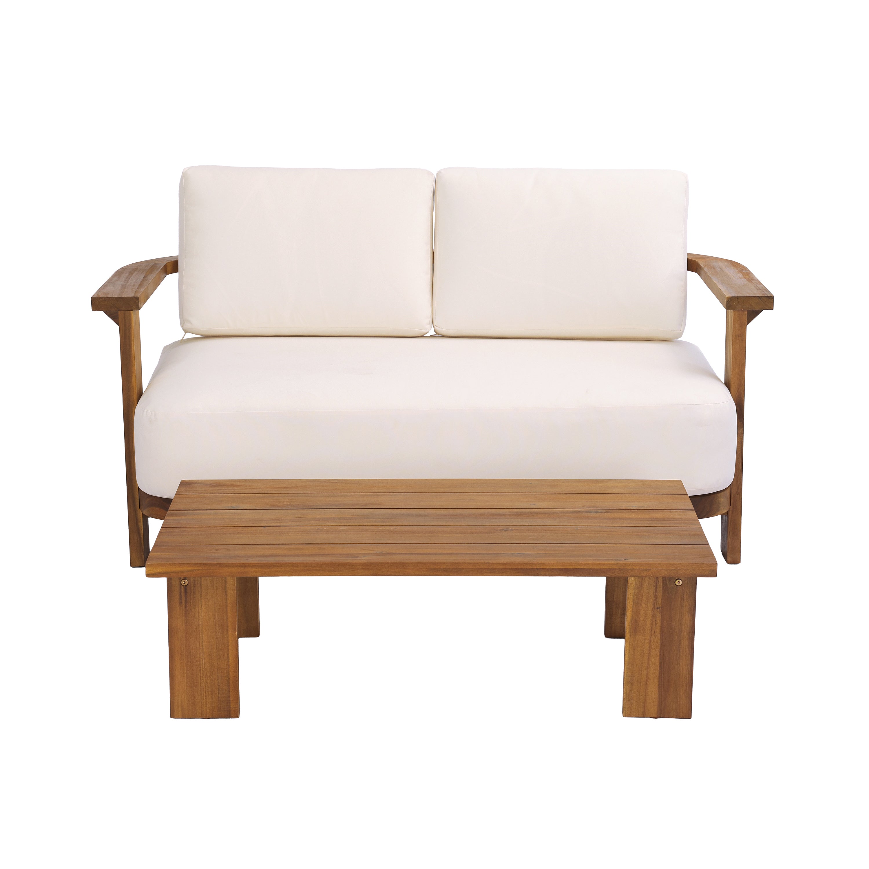 Kanso Acacia Wood Outdoor Patio Loveseat and Coffee Table