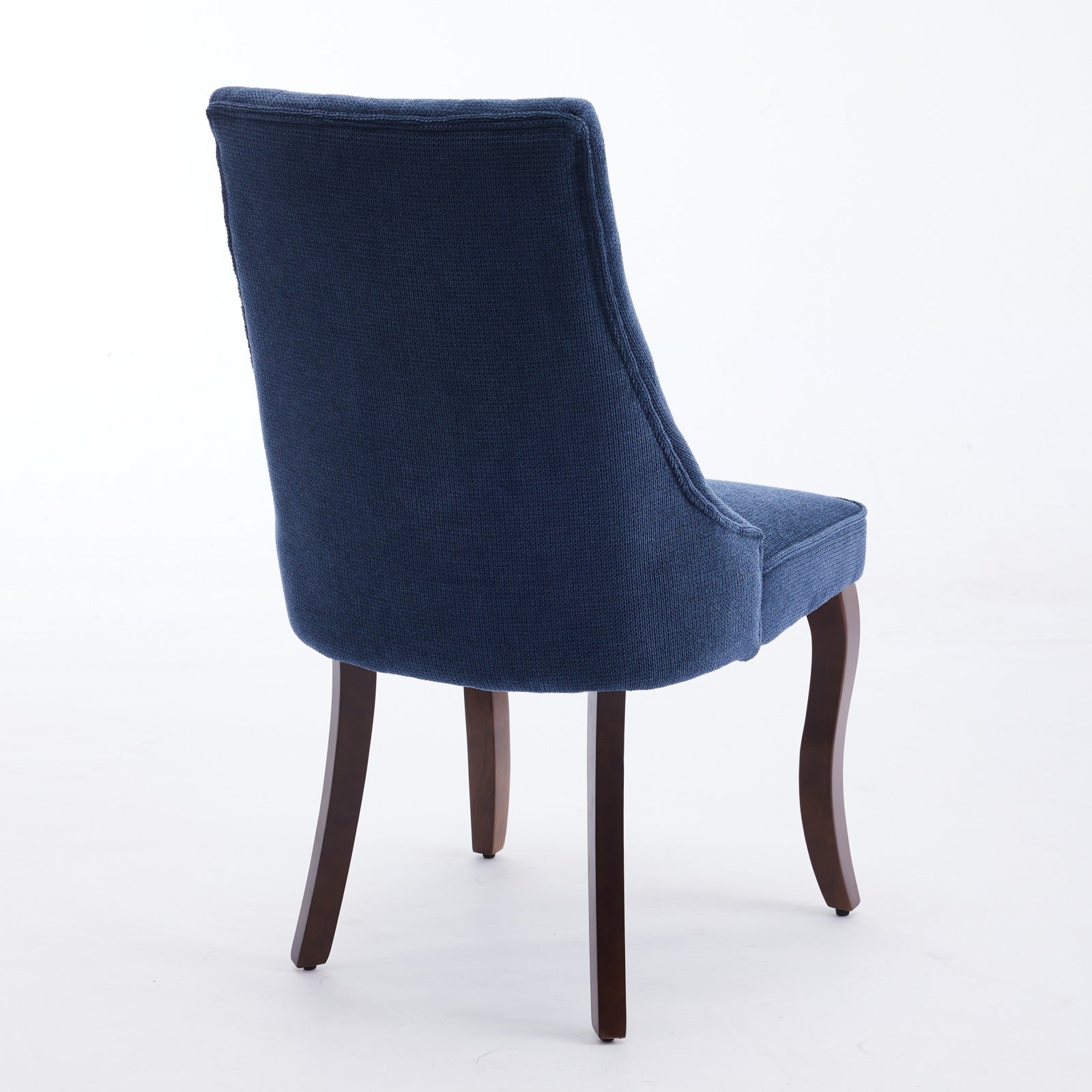 Rayon Cloth Flocking Linen Dining Chairs Channel Kitchen Dinner Chair Comfy Fabric Upholstered Accent Chair for Dining Room with Curved Solid Wood Legs,Set of 2 (Blue), SW1847BL