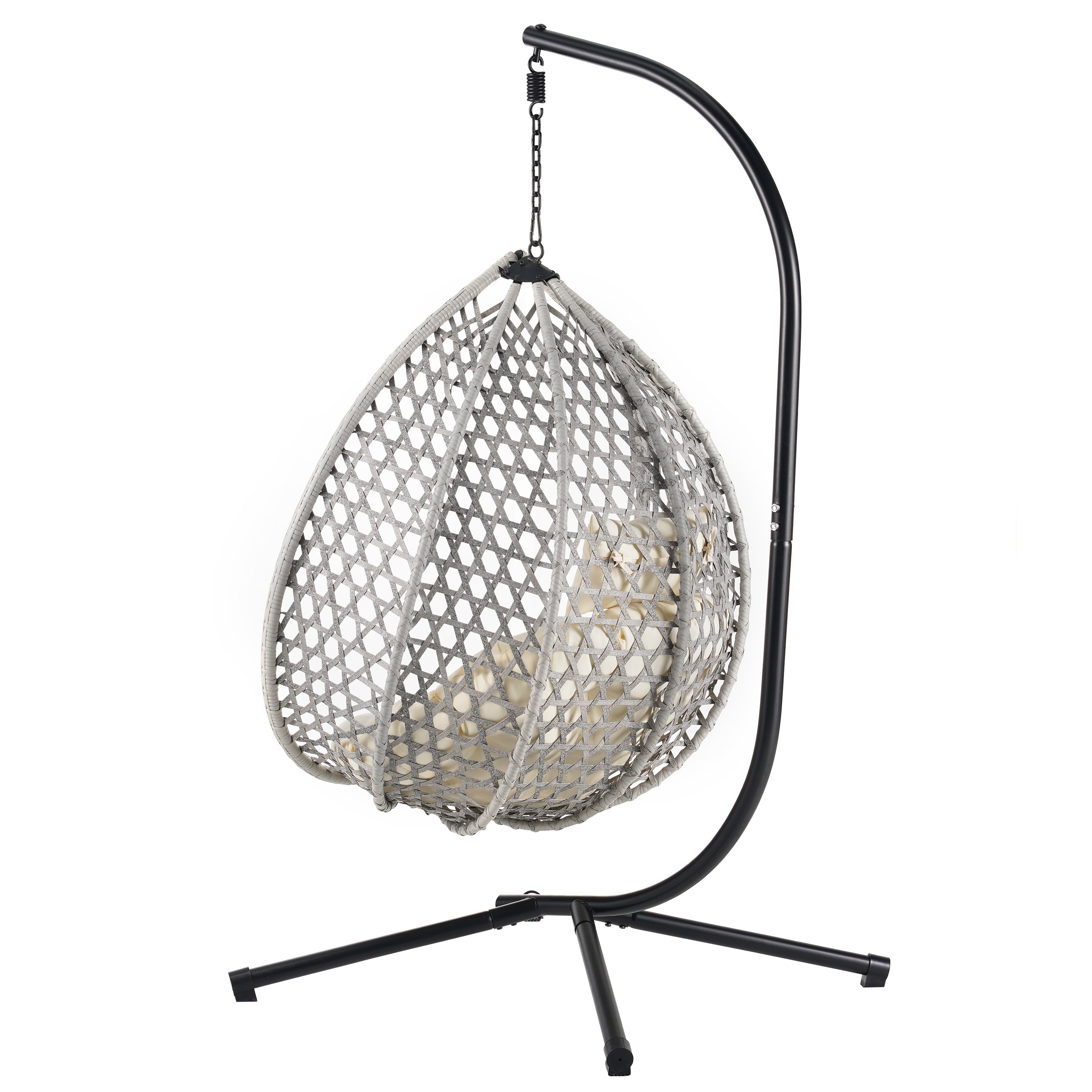 Hanging Swinging Egg Chair with Rattan Weaving, Base Included