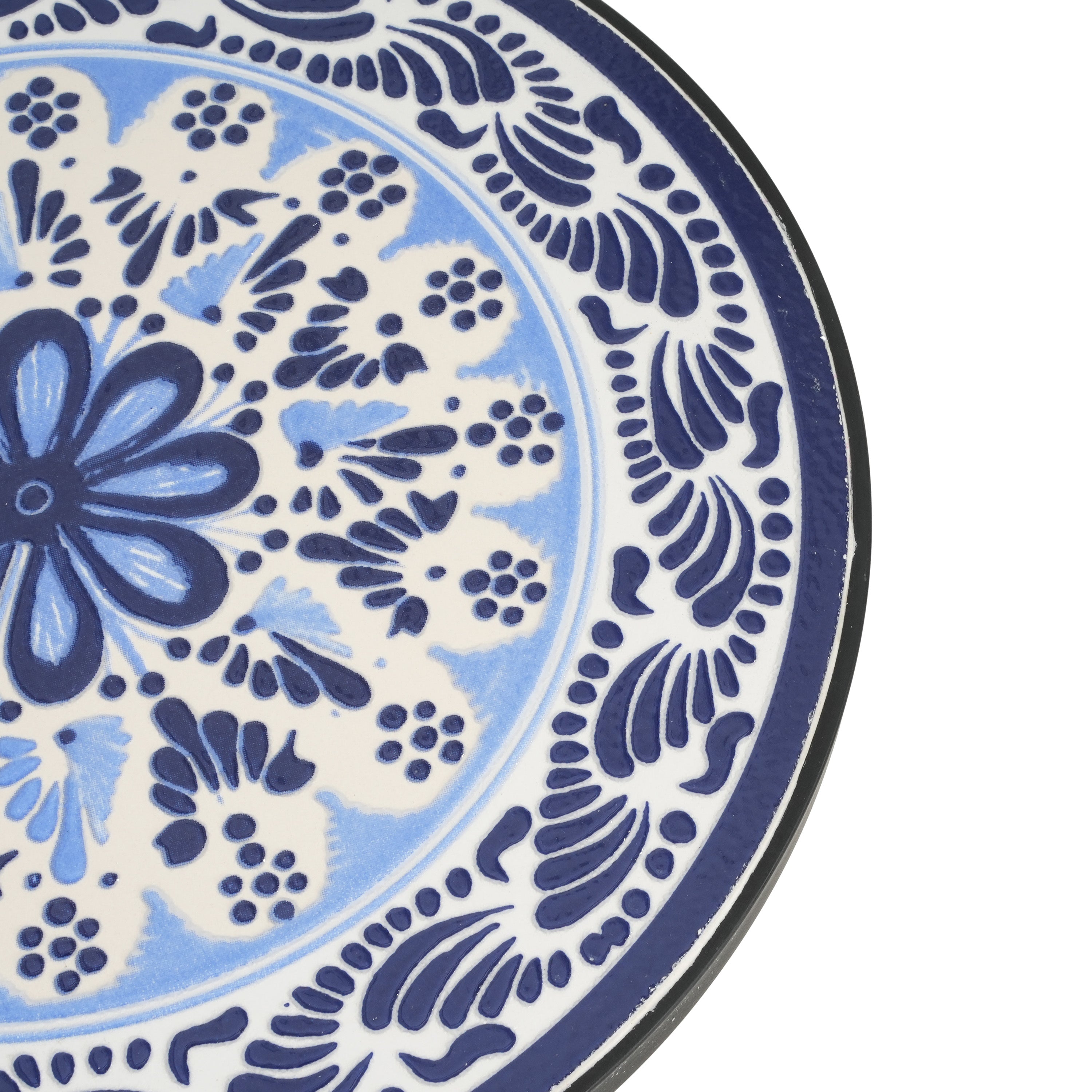 Warmthly Outdoor Round Side Table with Vibrant Tile Top and Elegant Scrolling Legs