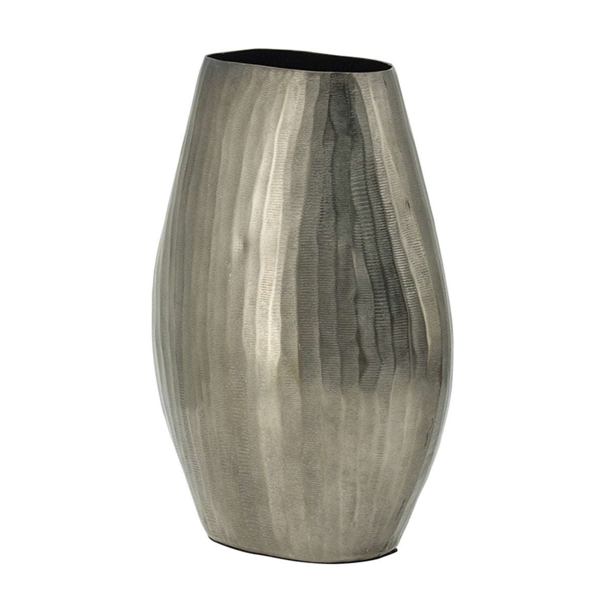 Large Aluminum Layered Chisel Oval Vase