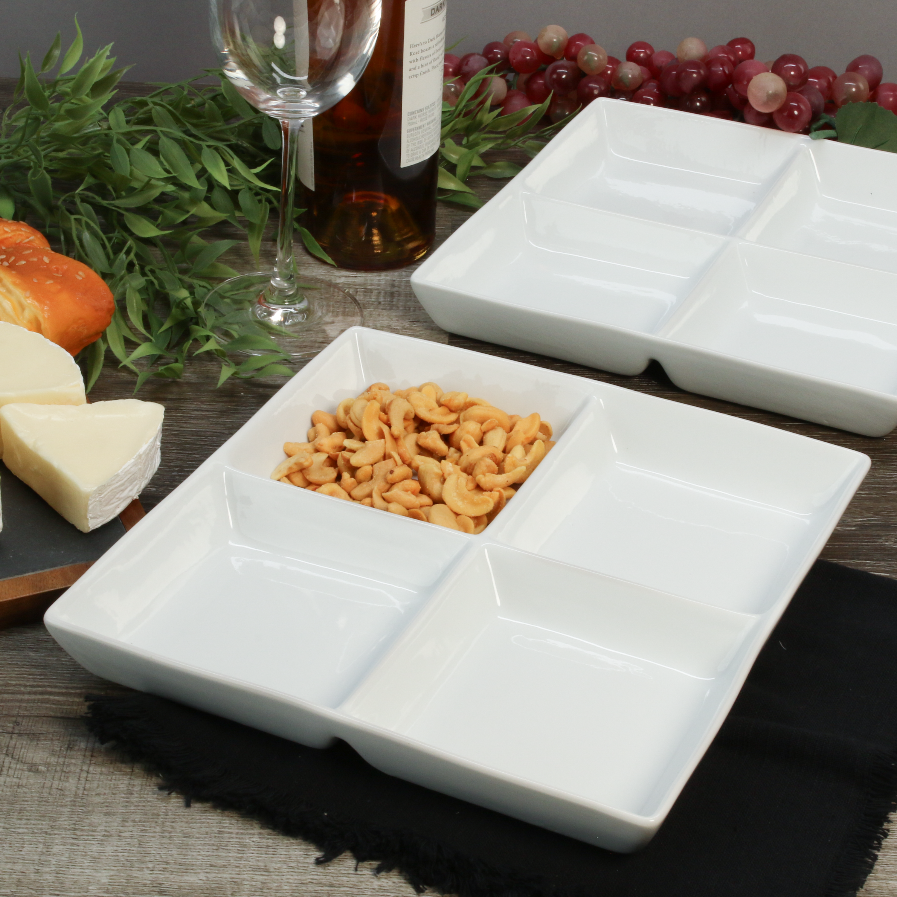 Square Divided Dish 10 oz, Set of 2