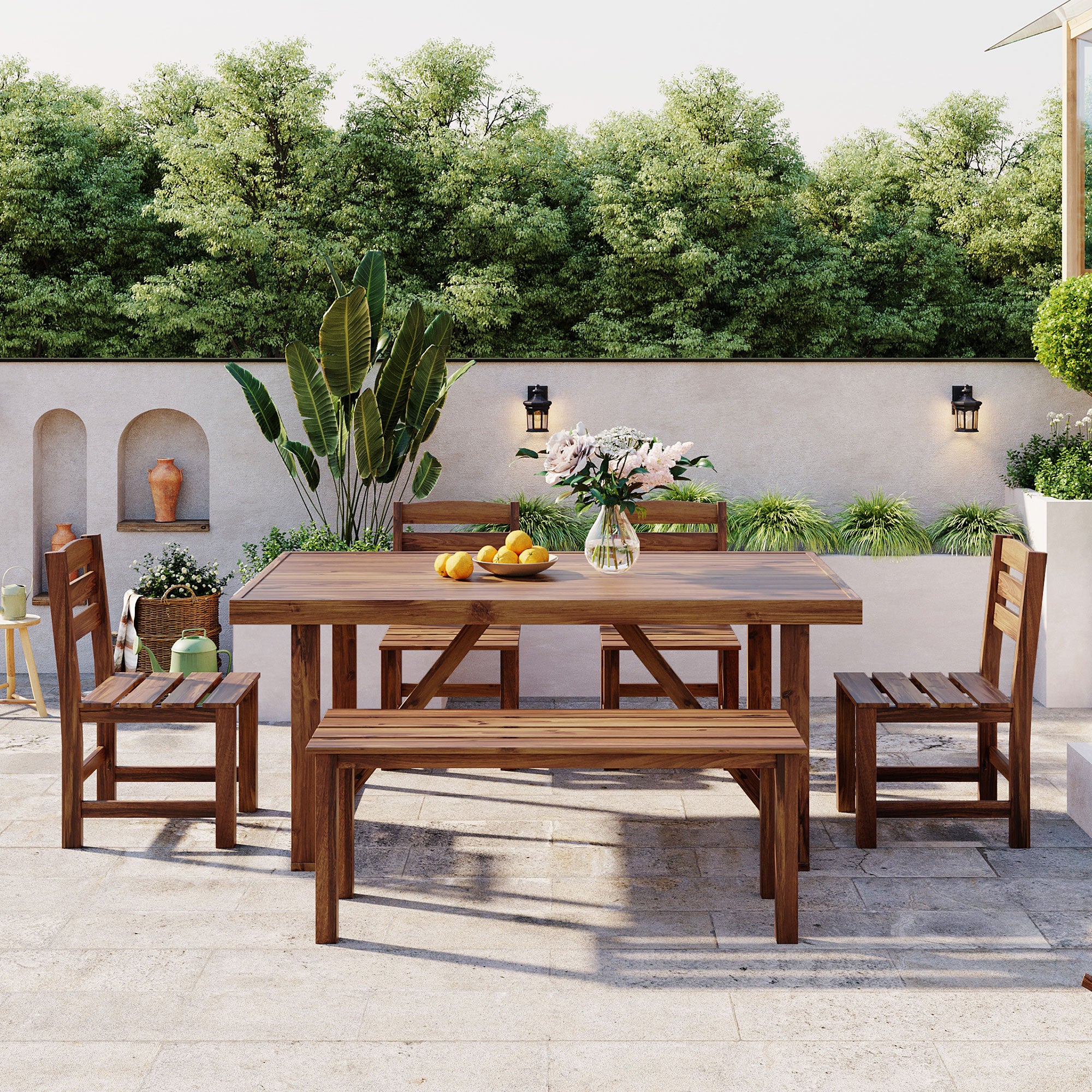 Acacia Wood Outdoor Dining Set