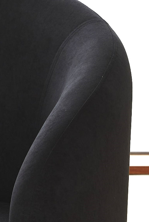 Mid-Century Modern Velvet Accent Chair, Upholstered Barrel Armchair with Metal Legs, Comfy Single Sofa Chair for Living Room Bedroom