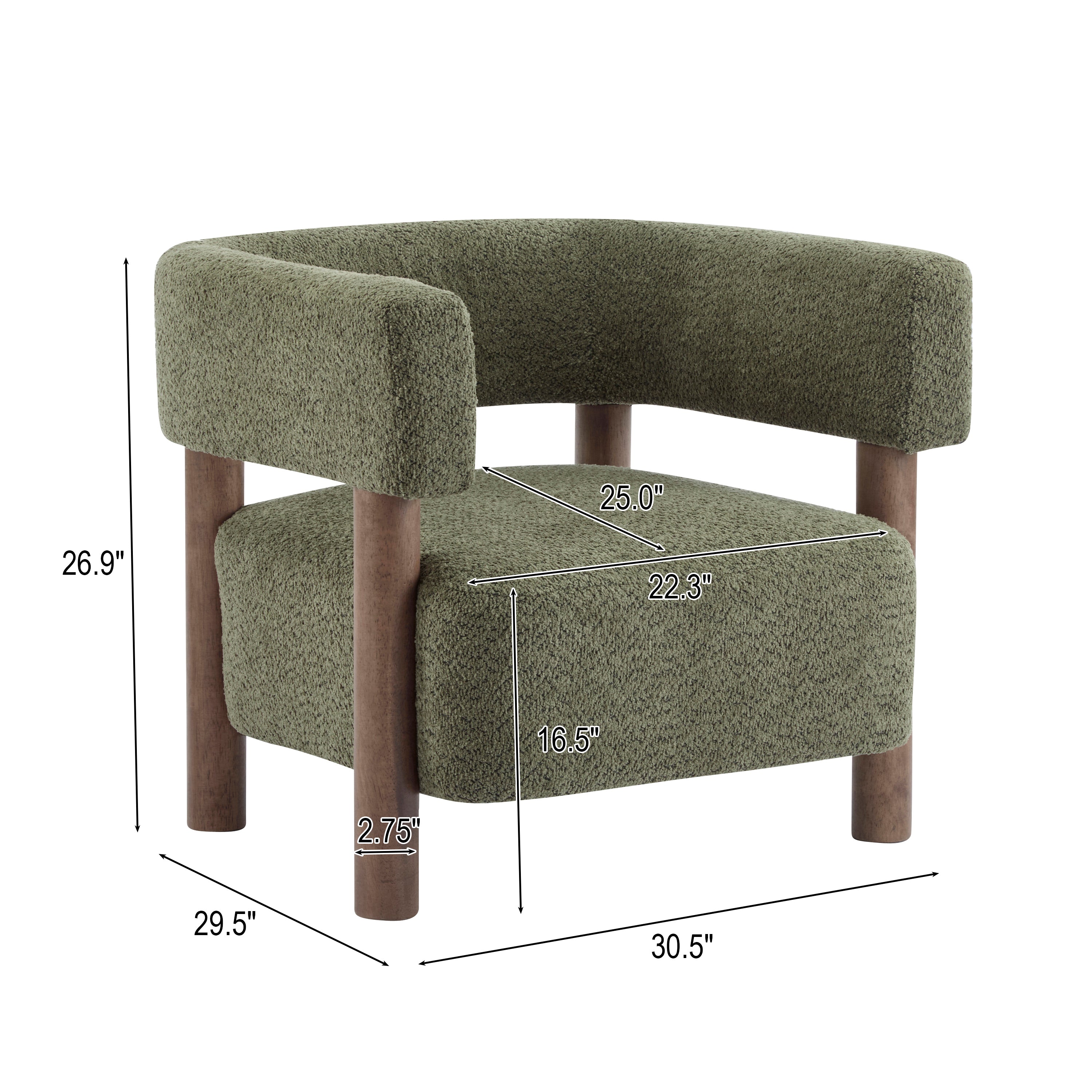 Boucle Upholstered Accent Arm Chair with Modern Wooden Frame