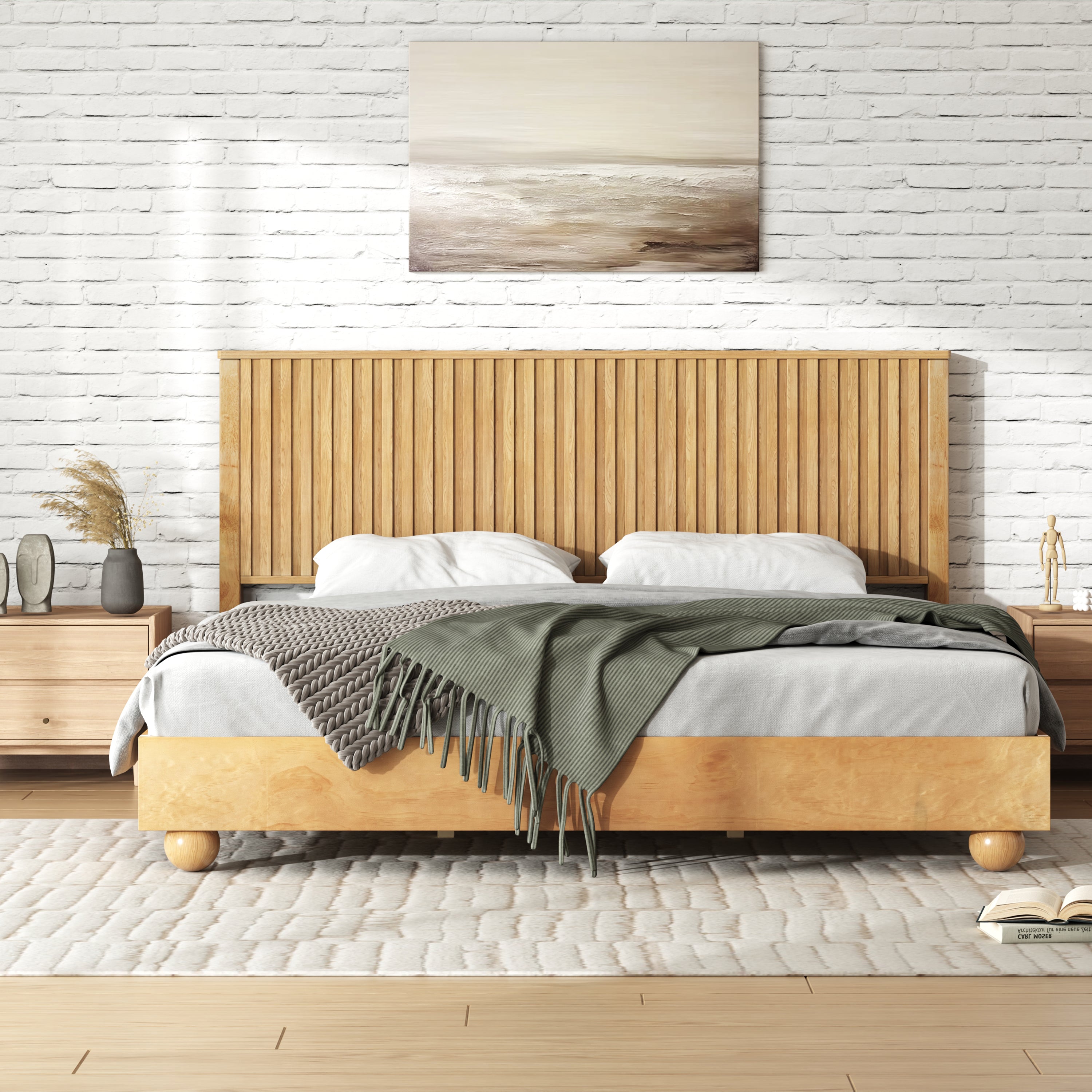 Bed Frame With Reeded Headboard