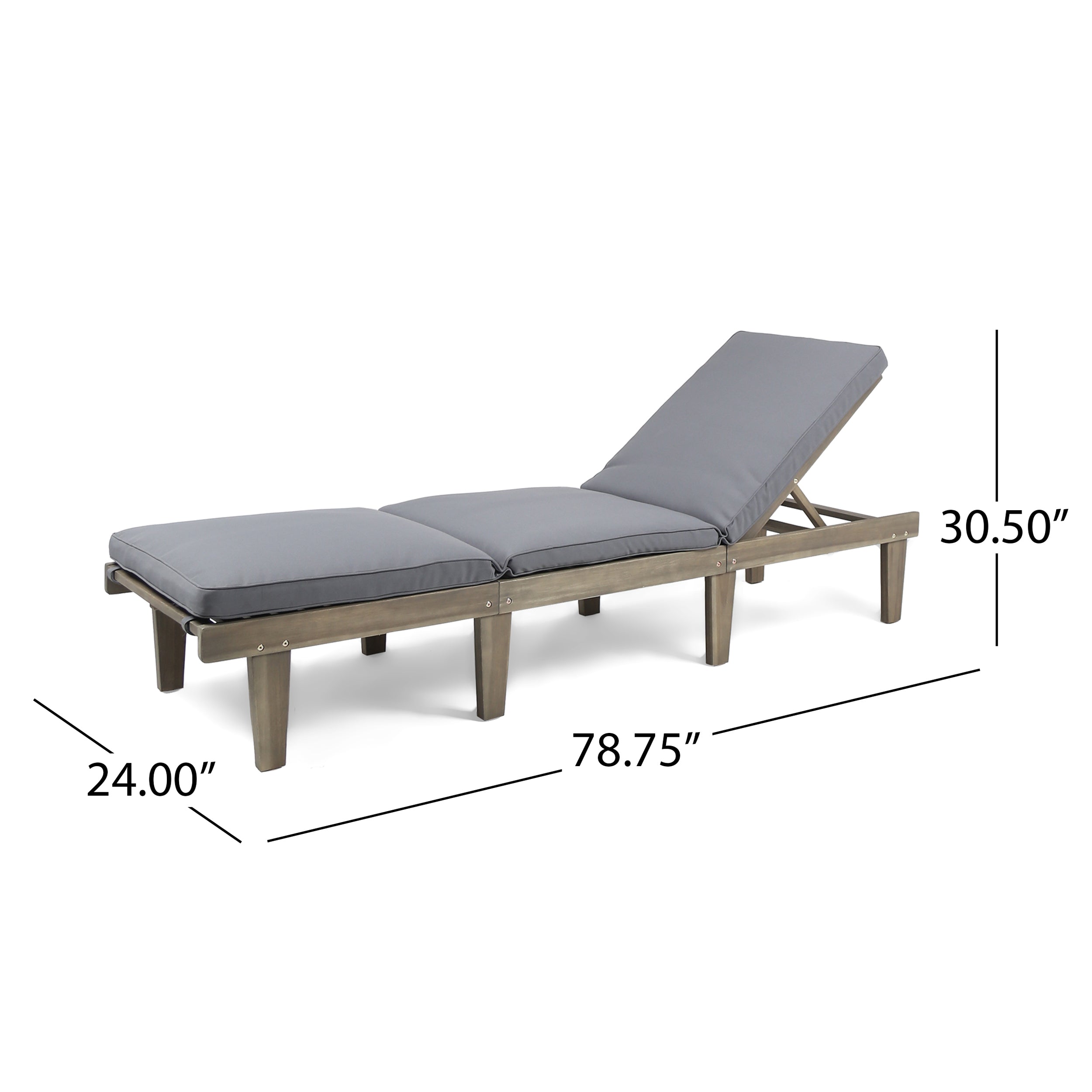 Ariana Acacia Wood Chaise Lounge with Cushion