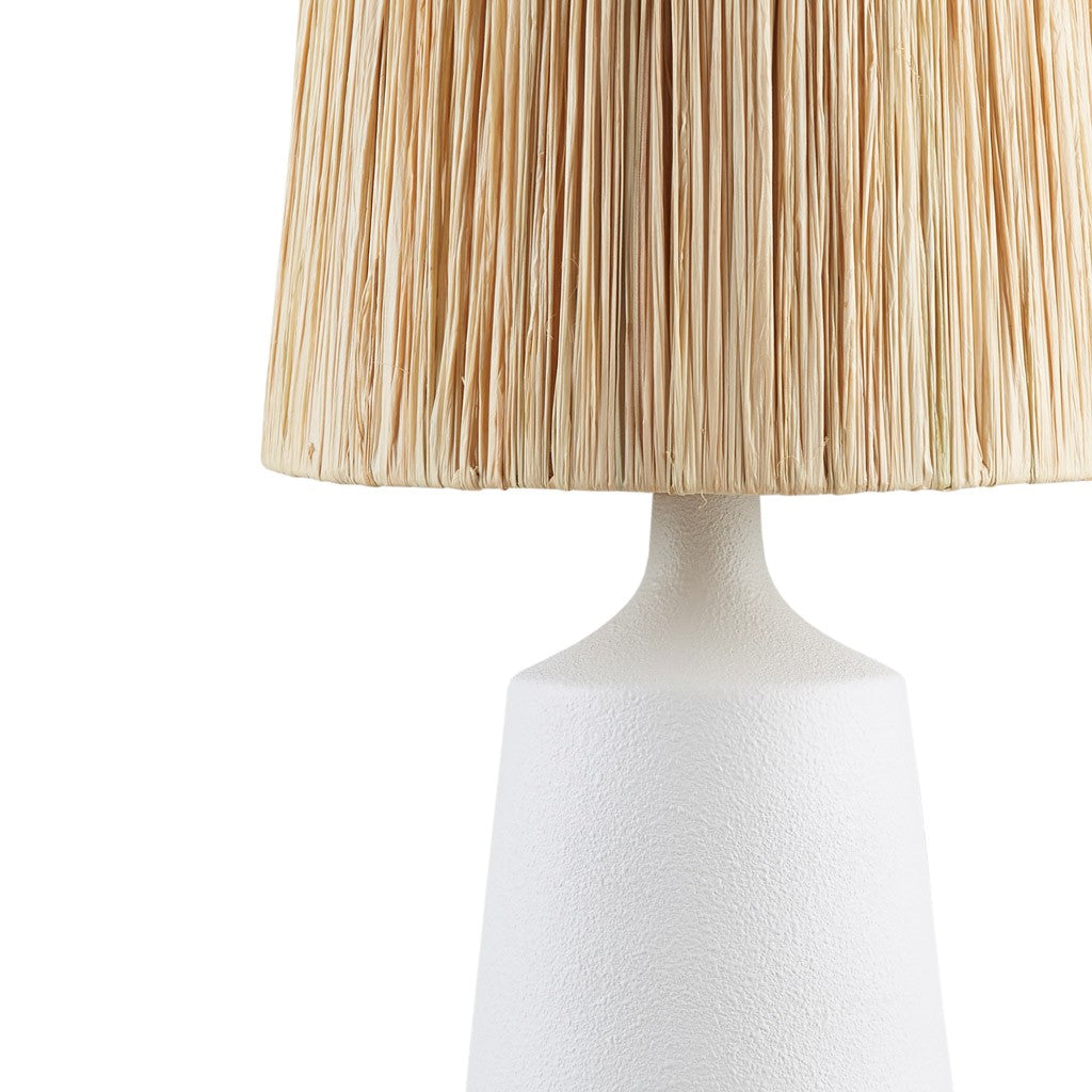 Table Lamp with Ceramic Base and Raffia Shade