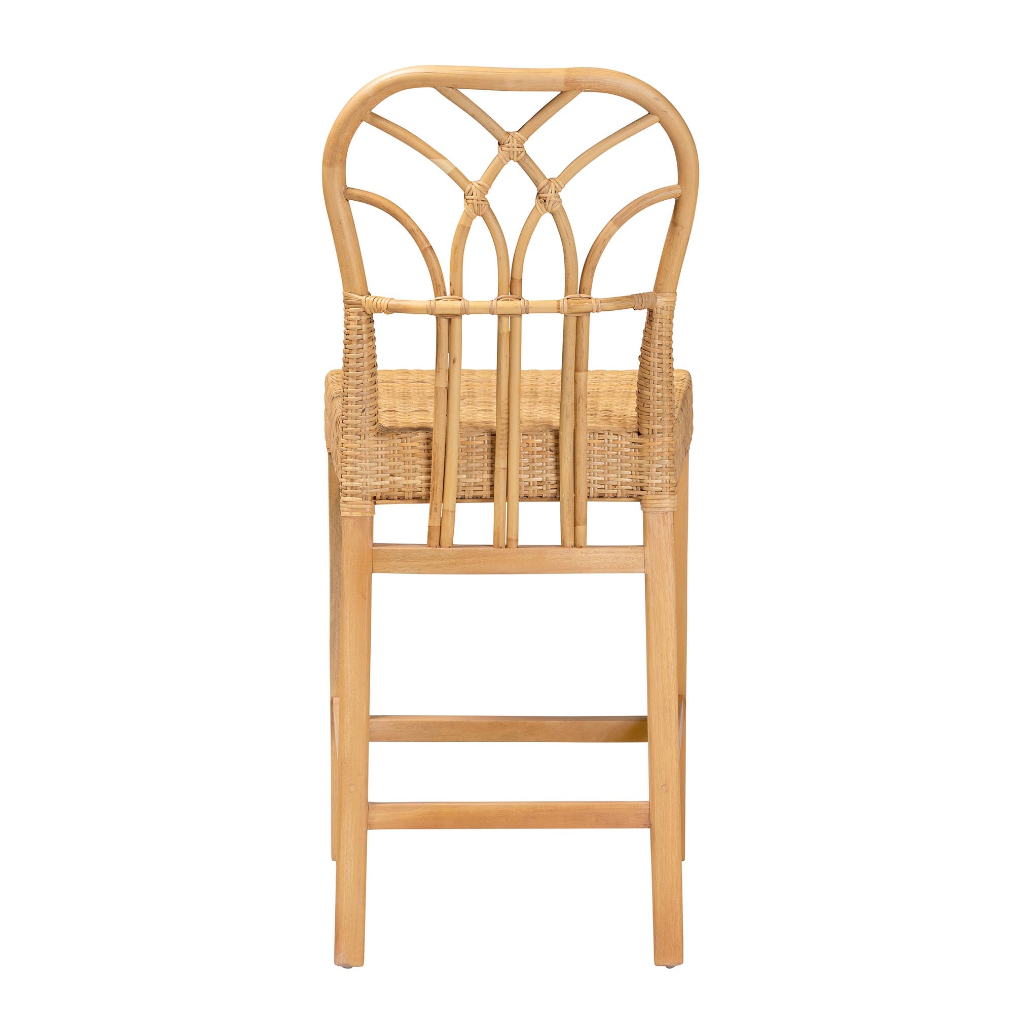Maxim Mahogany Wood and Rattan Counter Stool