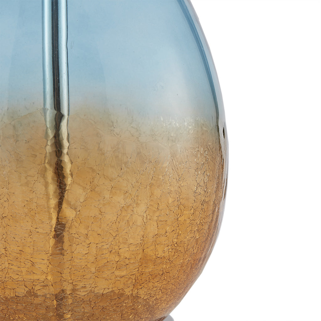 Glass Table Lamp with Drum-Shaped Shade, Set of 2