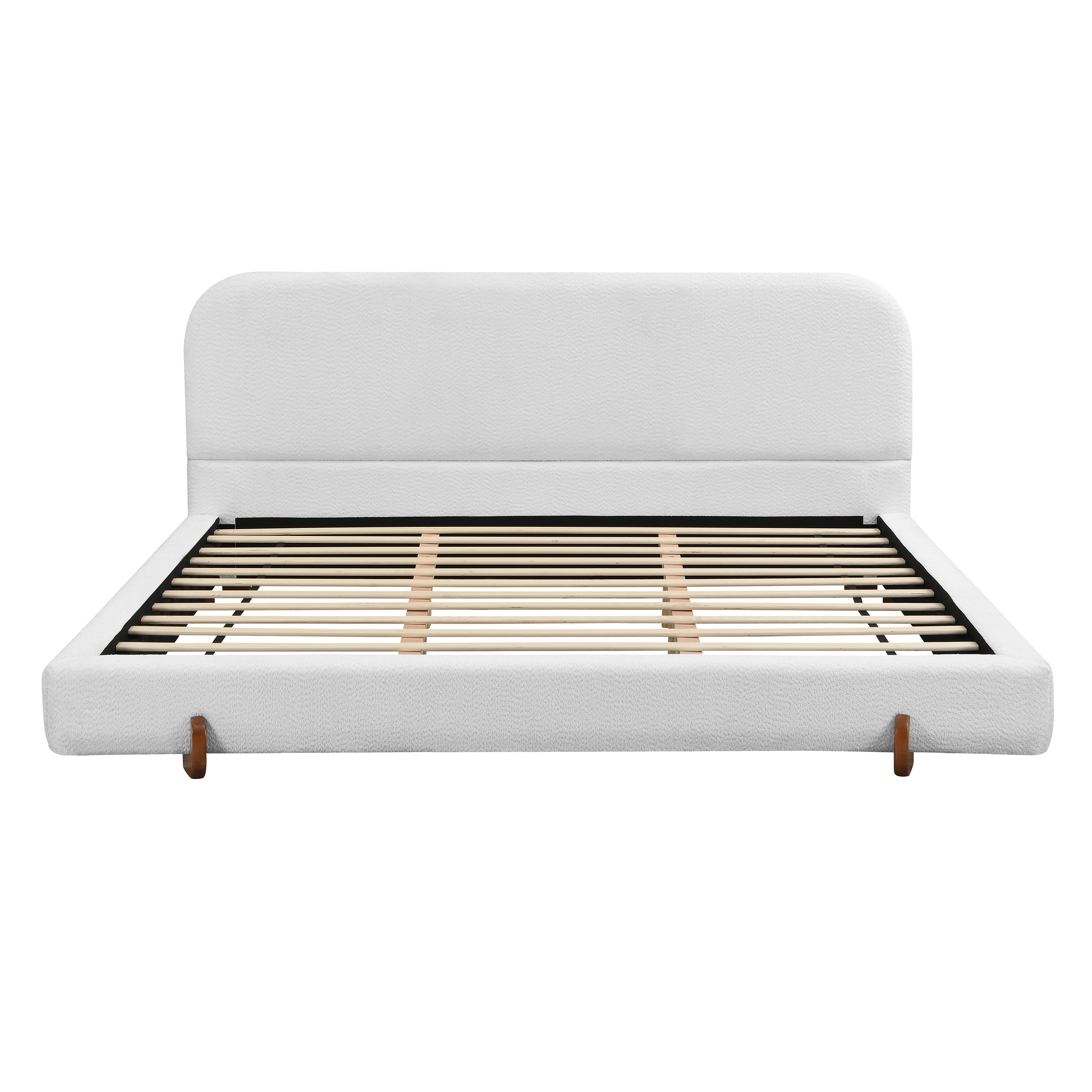 Fabric and Solid Wood Legs Upholstered Bed Frame