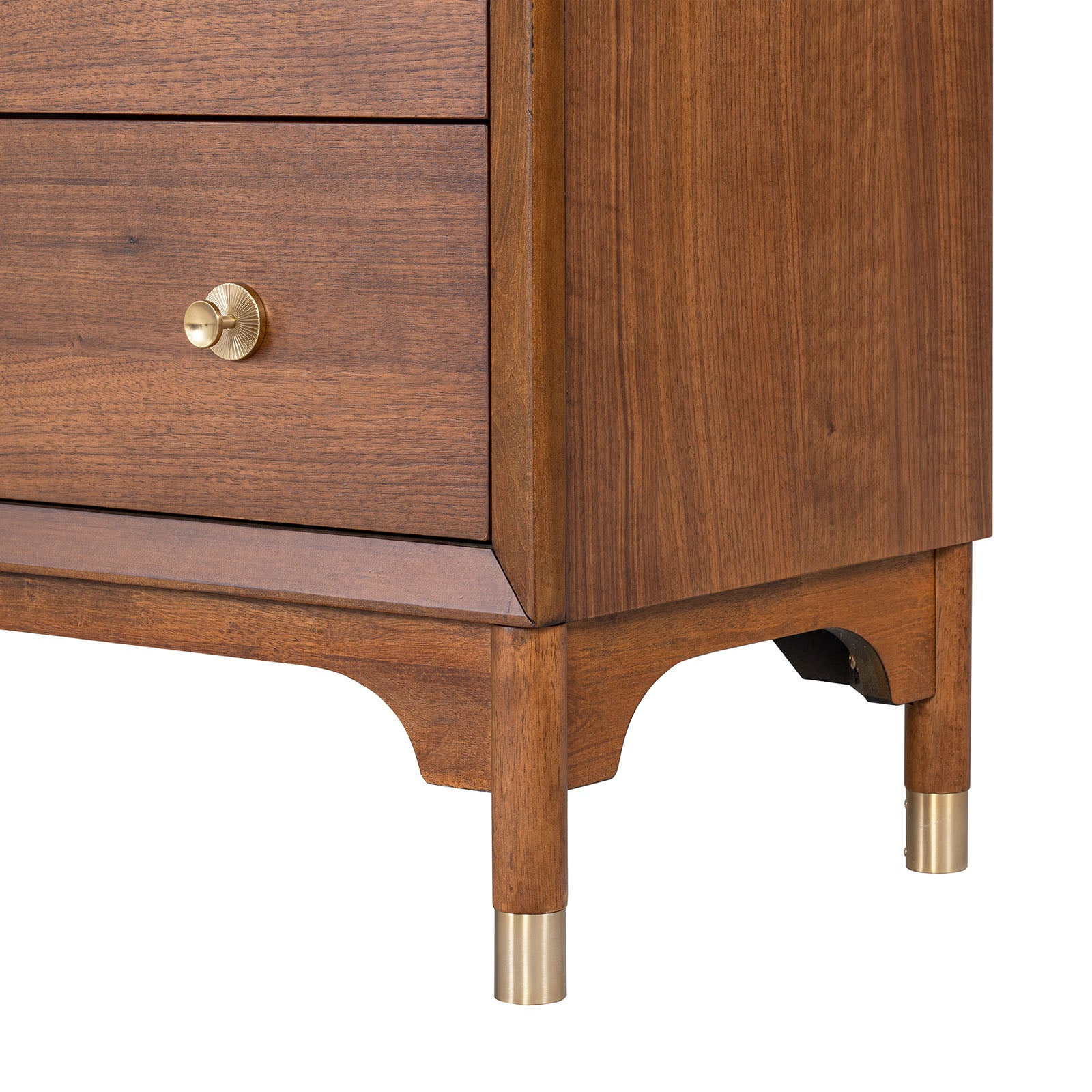 Edison Mid-Century Modern Nightstand with Gold Capped Legs