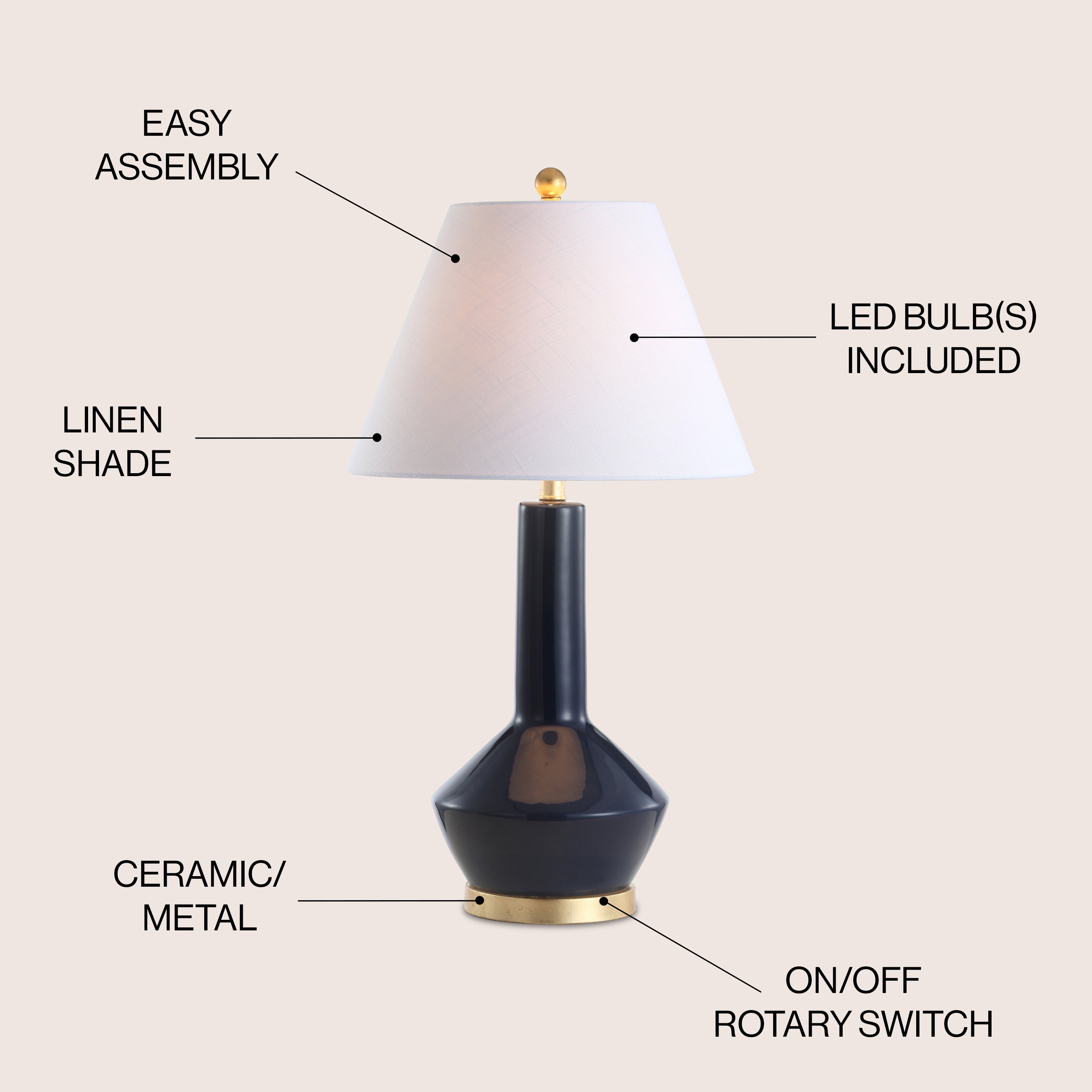 Copenhagen Ceramic/Metal LED Table Lamp
