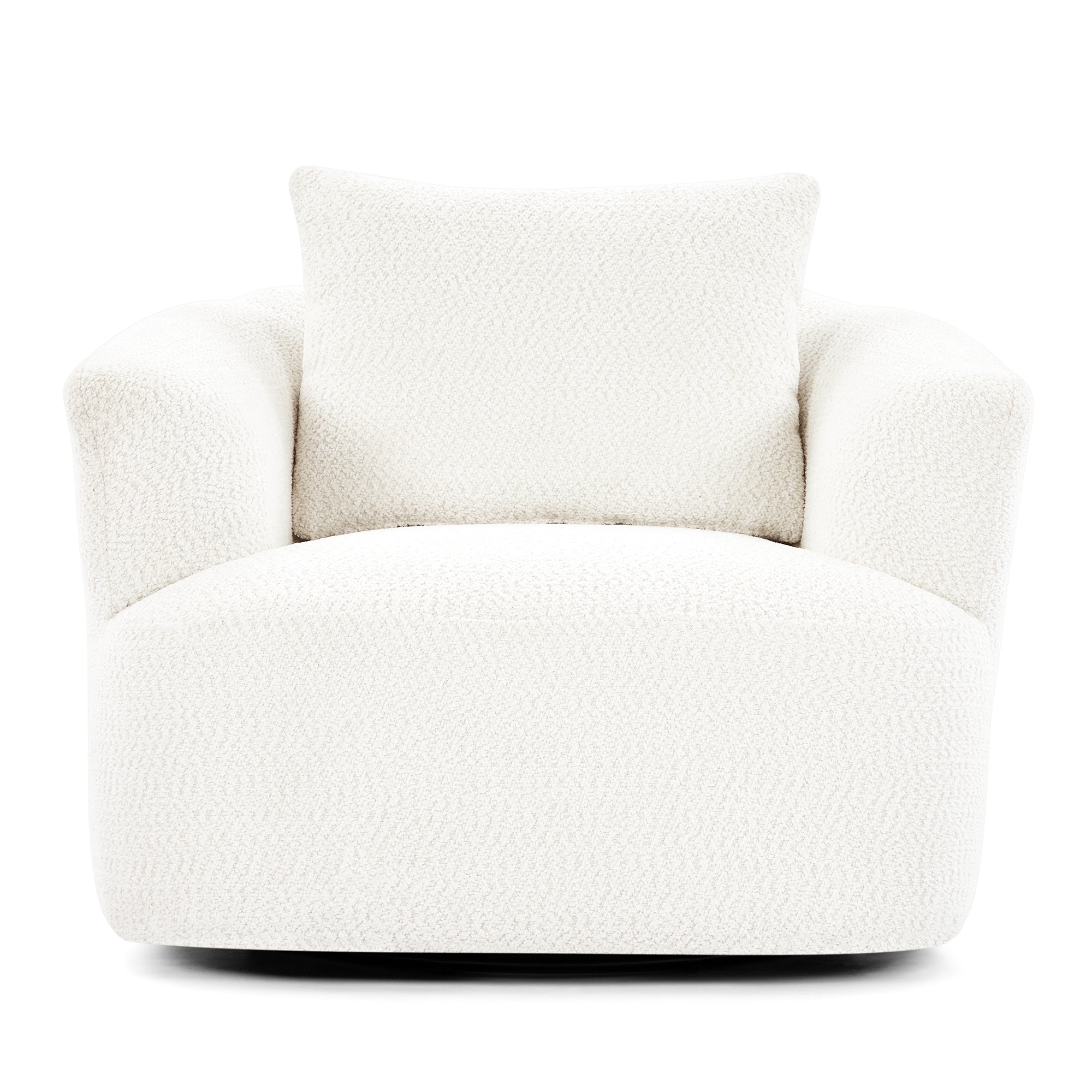 360° Swivel Barrel Chenille Upholstered Accent Chair with Throw Pillow
