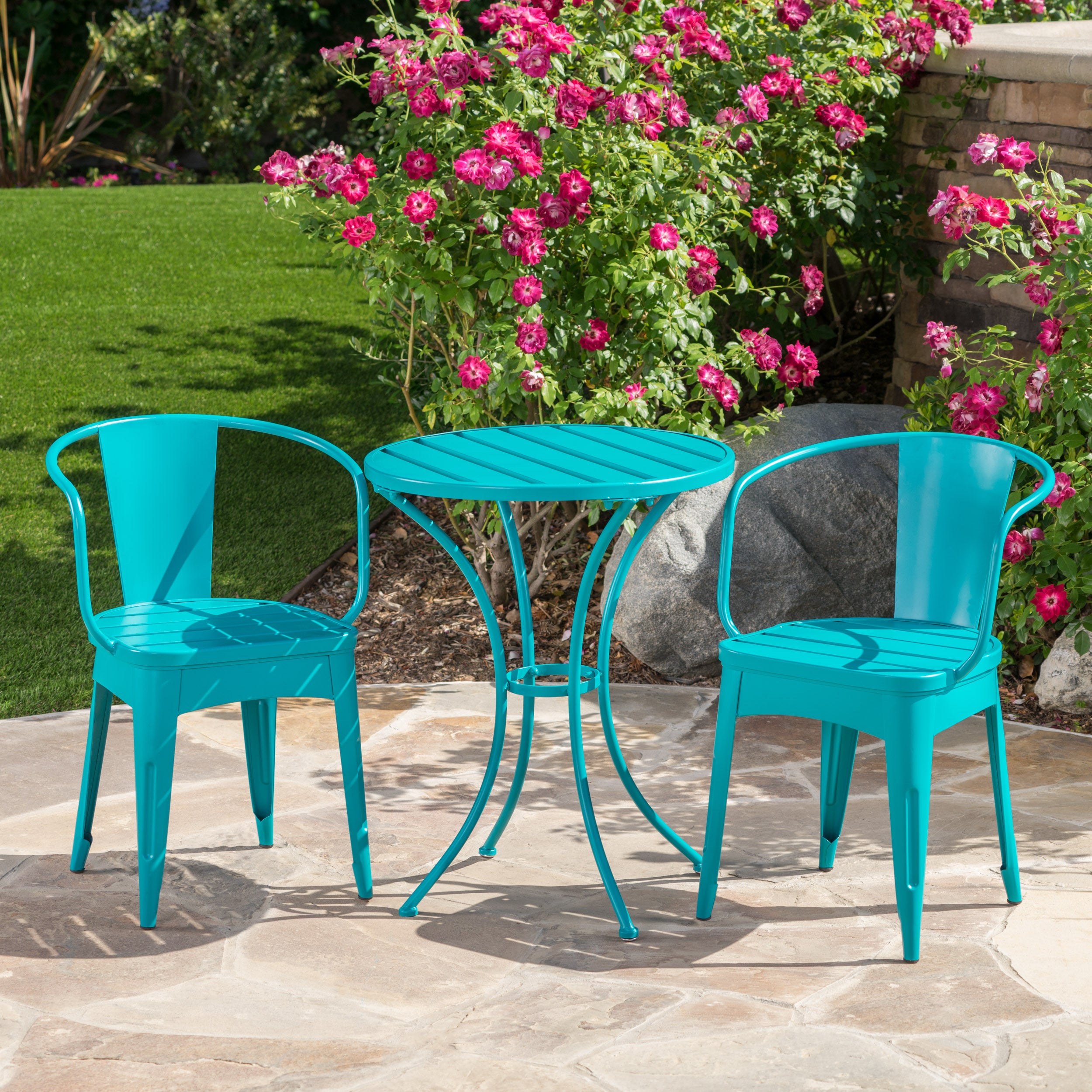 Colman 3-Piece Iron Bistro Set with Table and 2 Chairs